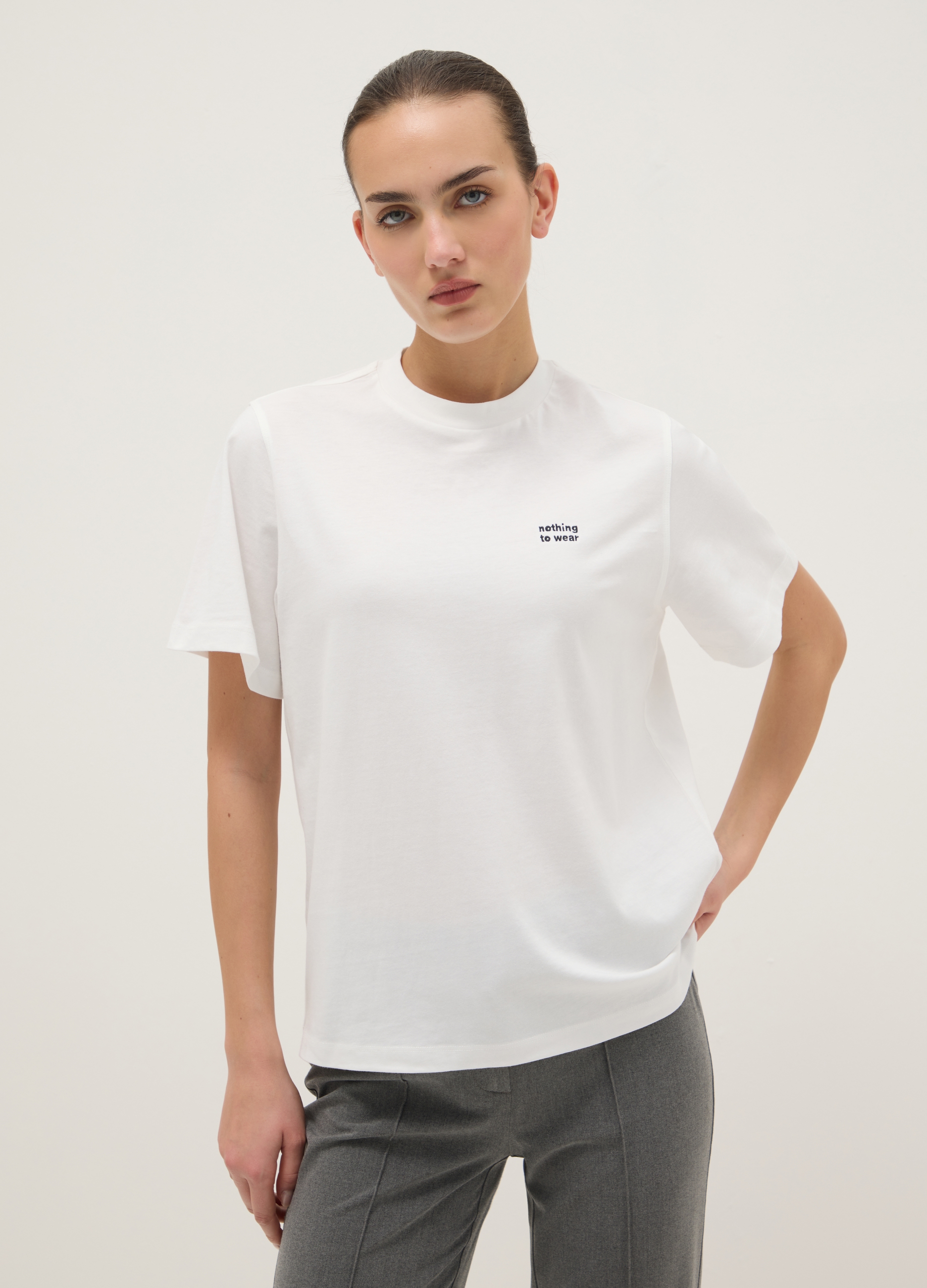 B.ANGEL, T-shirt In Puro Cotone Bianca Relaxed Fit, Donna, Bianco, Taglia: XS