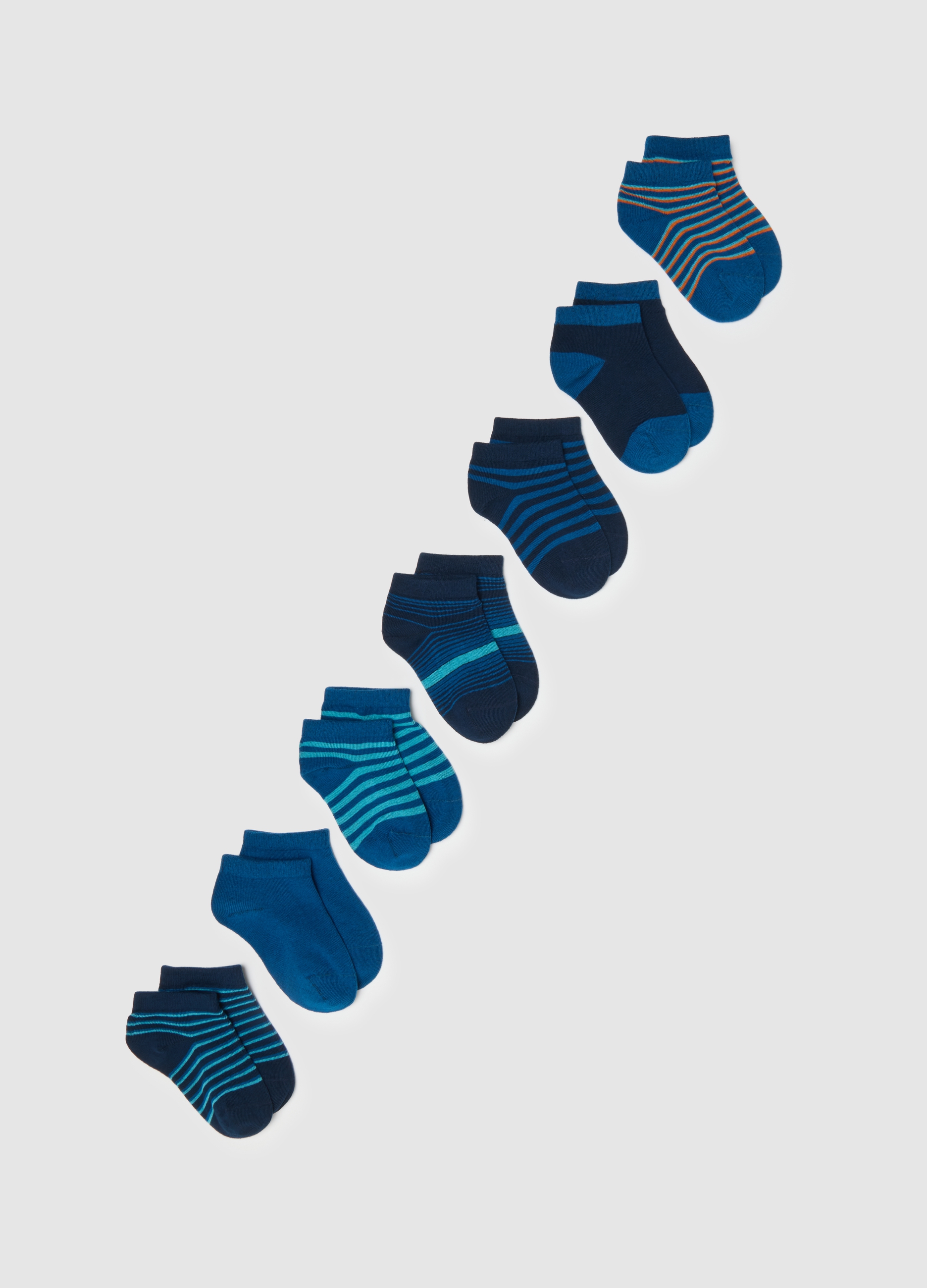 OVS KIDS, Multipack De Calcetines Cortos Para Niños De Mezcla De Algodón Multicolor, Ajuste Regular, Niño, Azul/naranja, Talla: 34/36