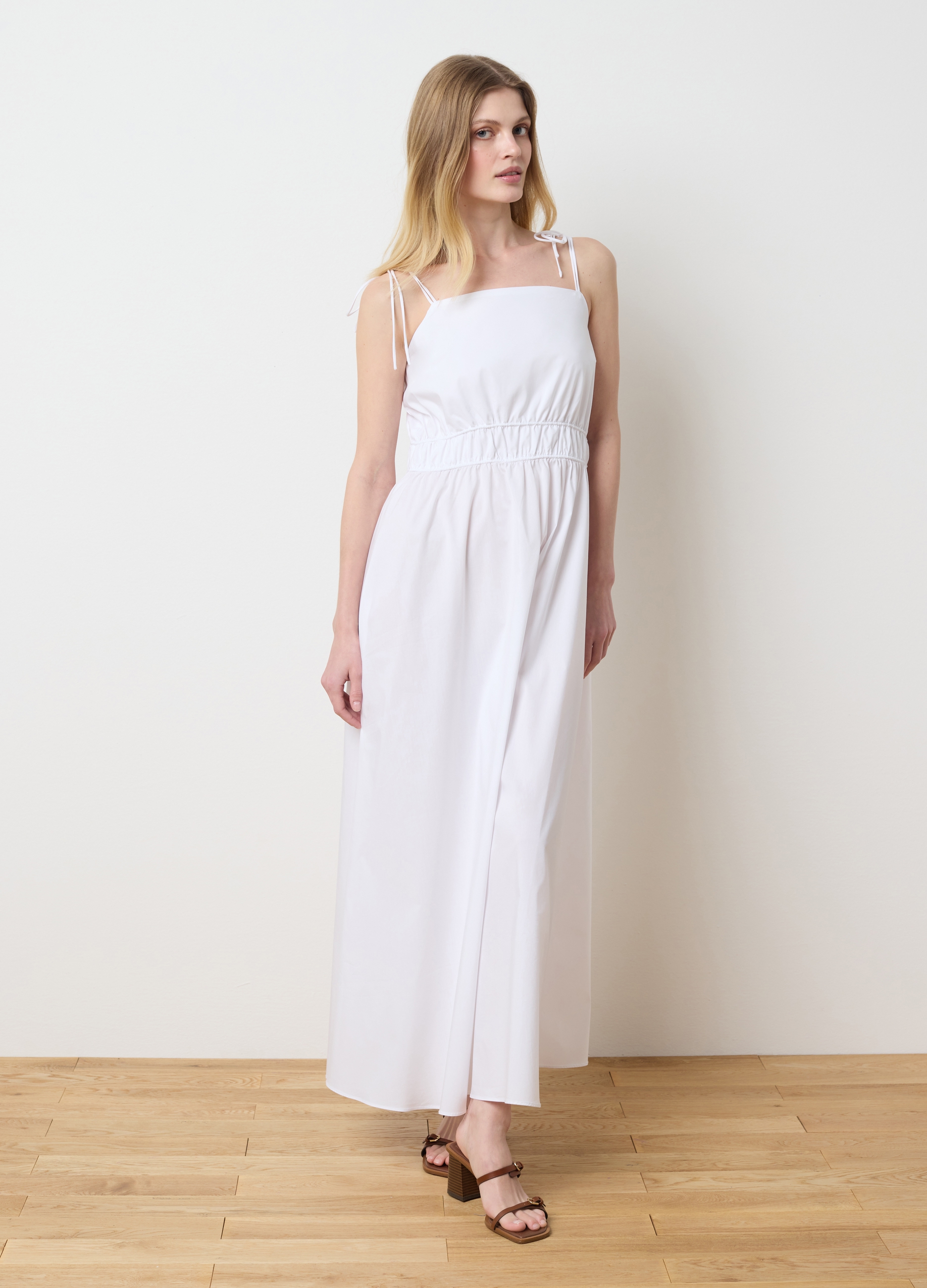 OVS, Abito Lungo Da Donna In Misto Cotone Bianco Regular Fit Con Dettagli, Bianco, Taglia: L