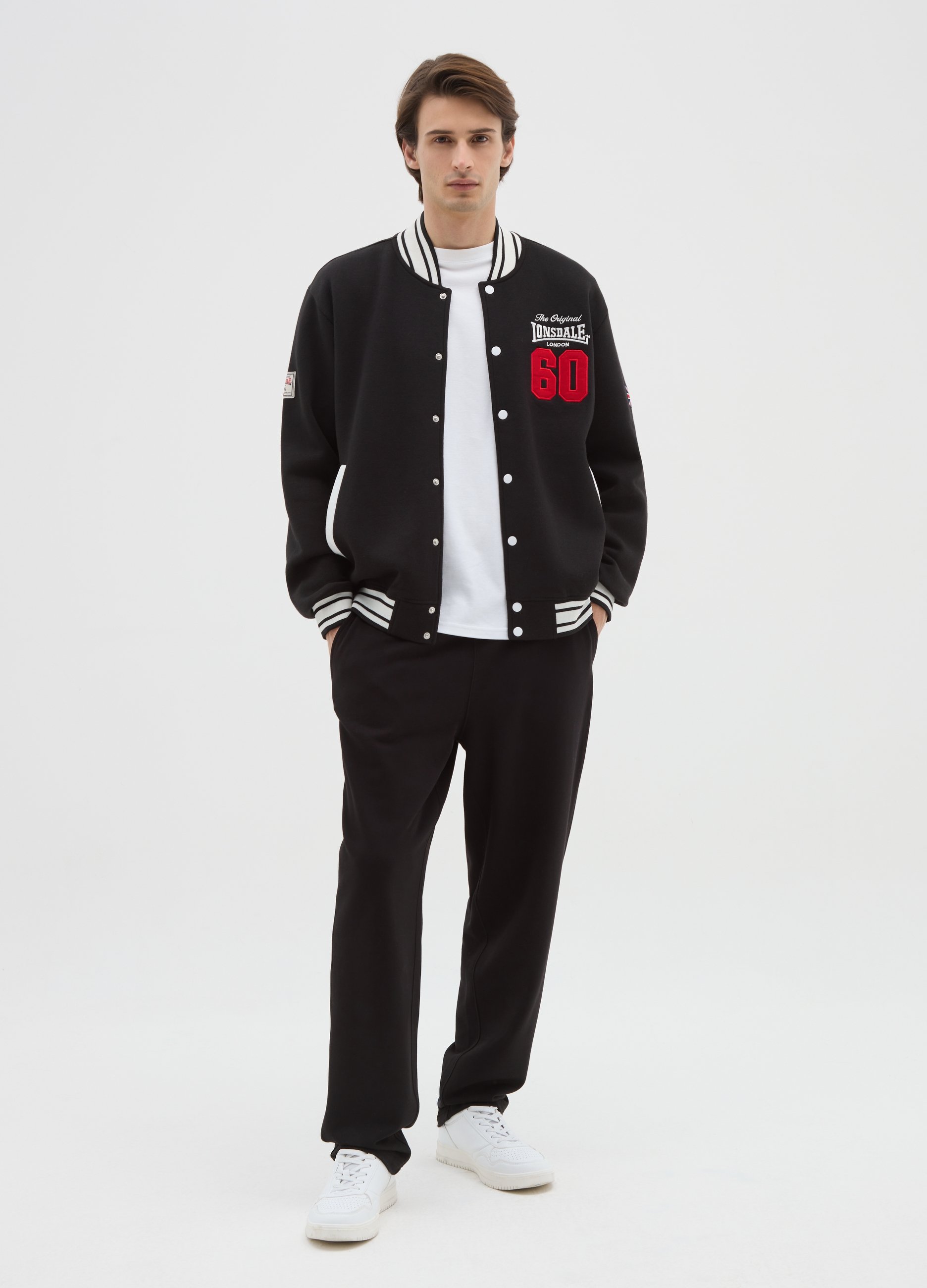 LONSDALE, Giubbotto Nero In Misto Cotone Con Bottoni, Uomo, Multicolor, Taglia: M