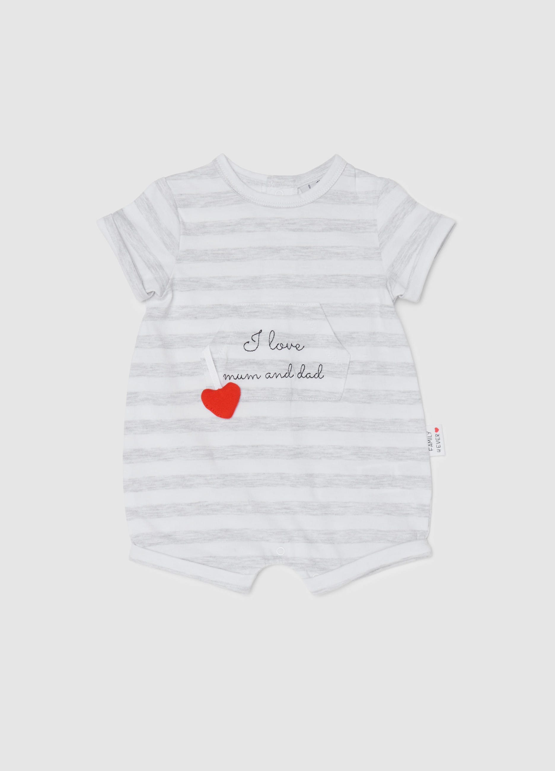 FAGOTTINO, Pagliaccetto In Cotone A Righe I Love Mum & Dad, Unisex, Multicolor, Taglia: 0-1