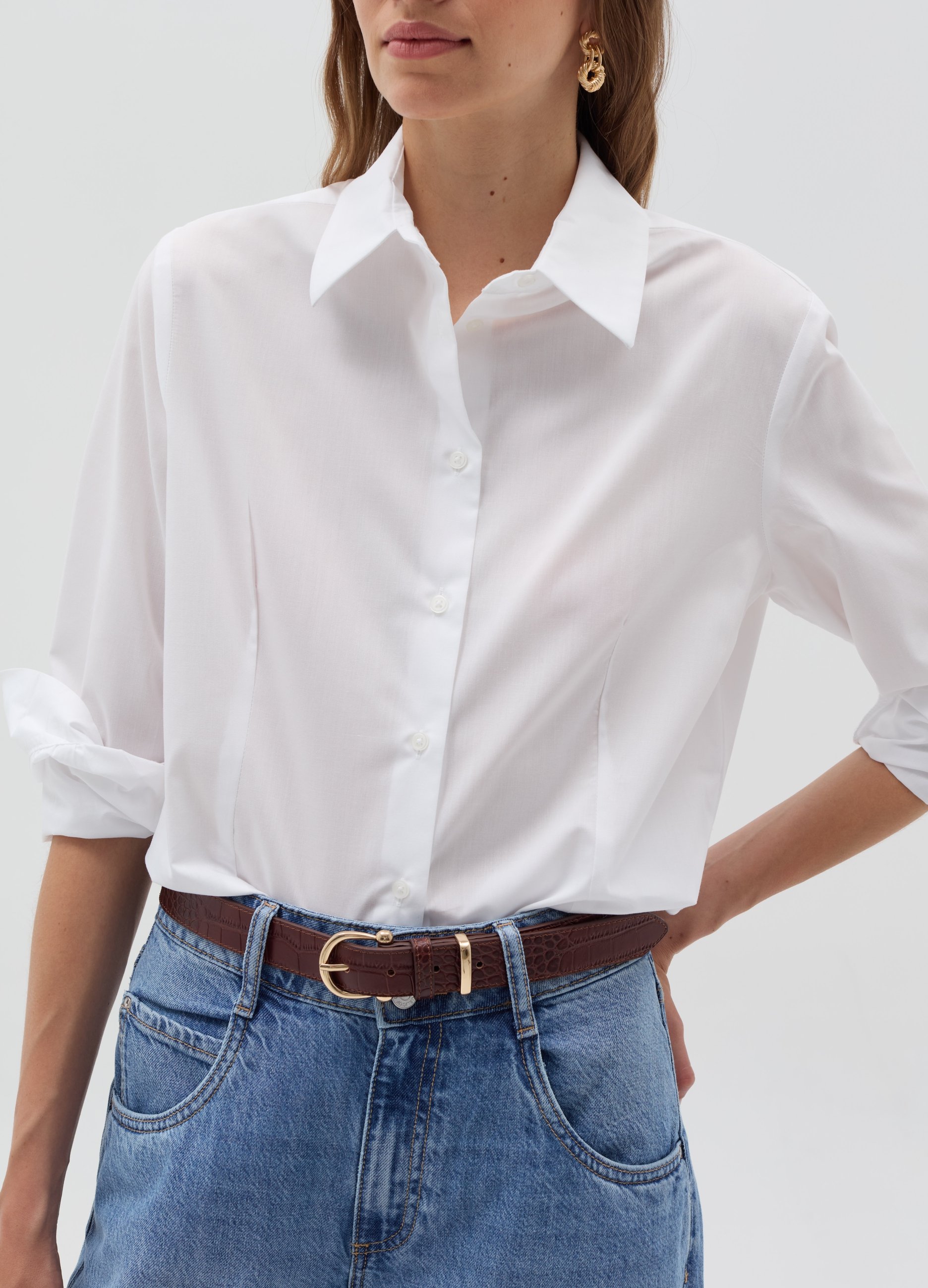 OVS, Camicia Con Pinces Laterali, Donna, Nero, Taglia: 48