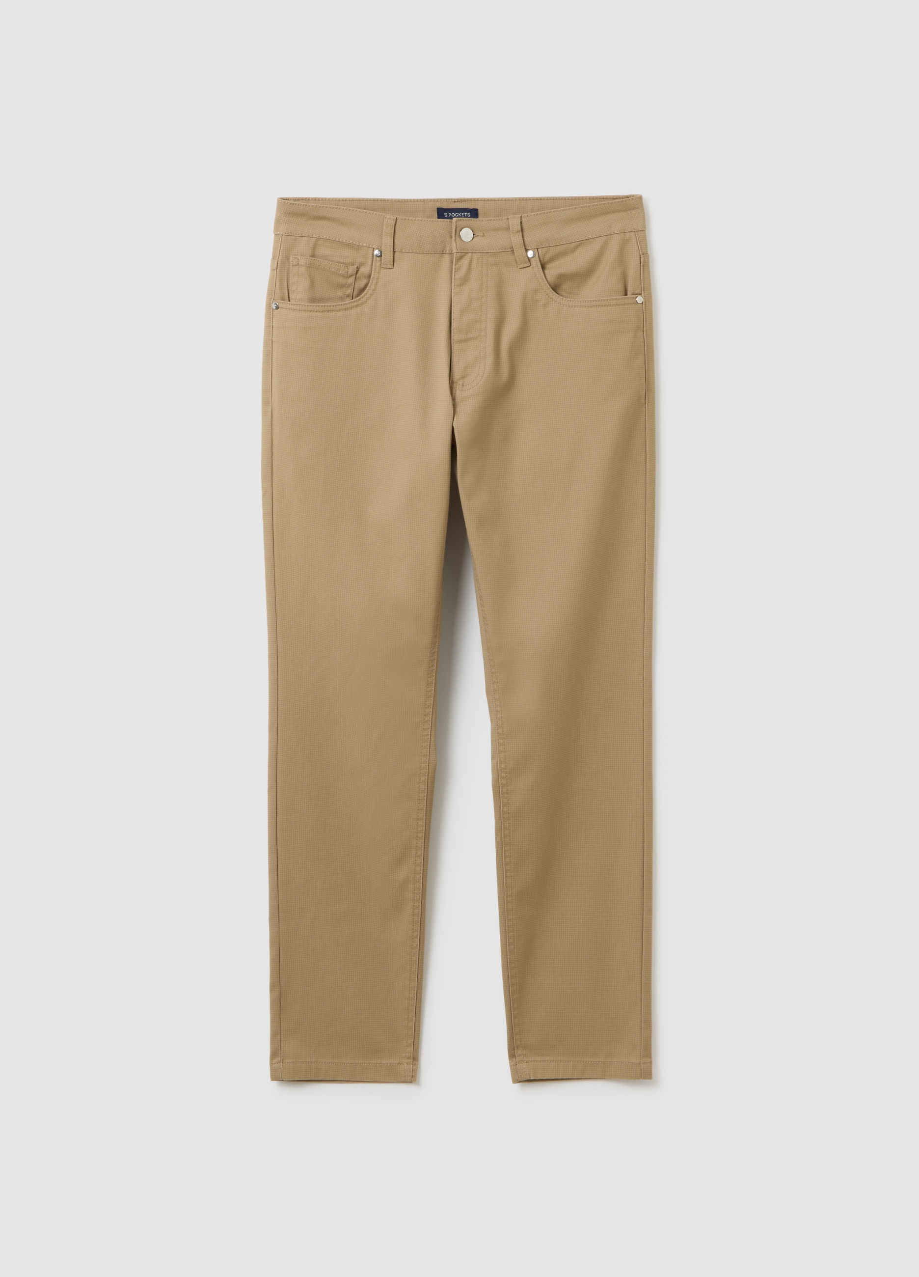 Pantalones Beige Slim Fit En Mezcla De Algodón, Hombre, Beige Claro, Talla: 46