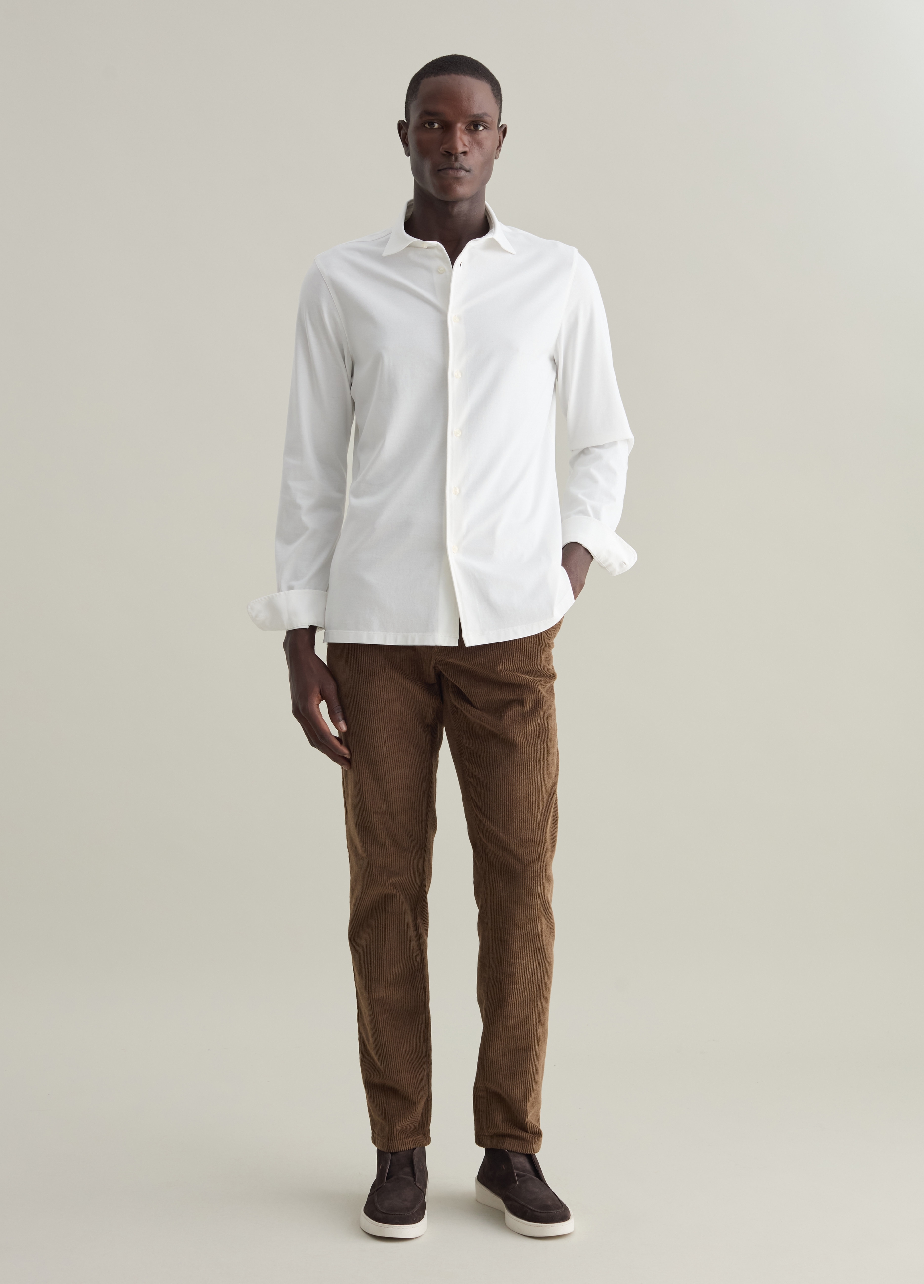 Camisa Regular Fit De Punto Contemporary, Hombre, Blanco óptico, Talla: M