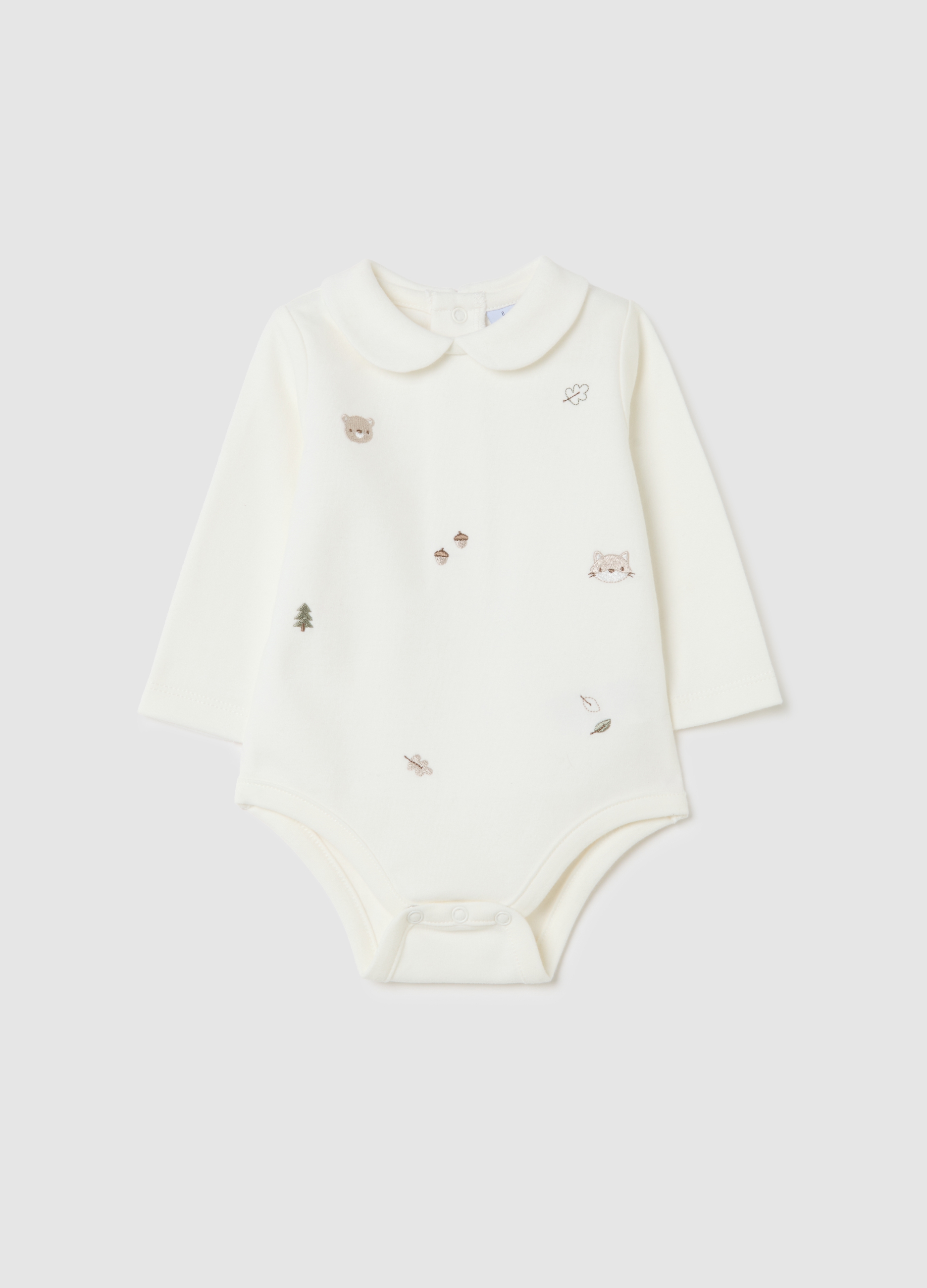 FAGOTTINO, Body Da Neonato In Puro Cotone Bianco Con Colletto, Bianco, Taglia: 3-6