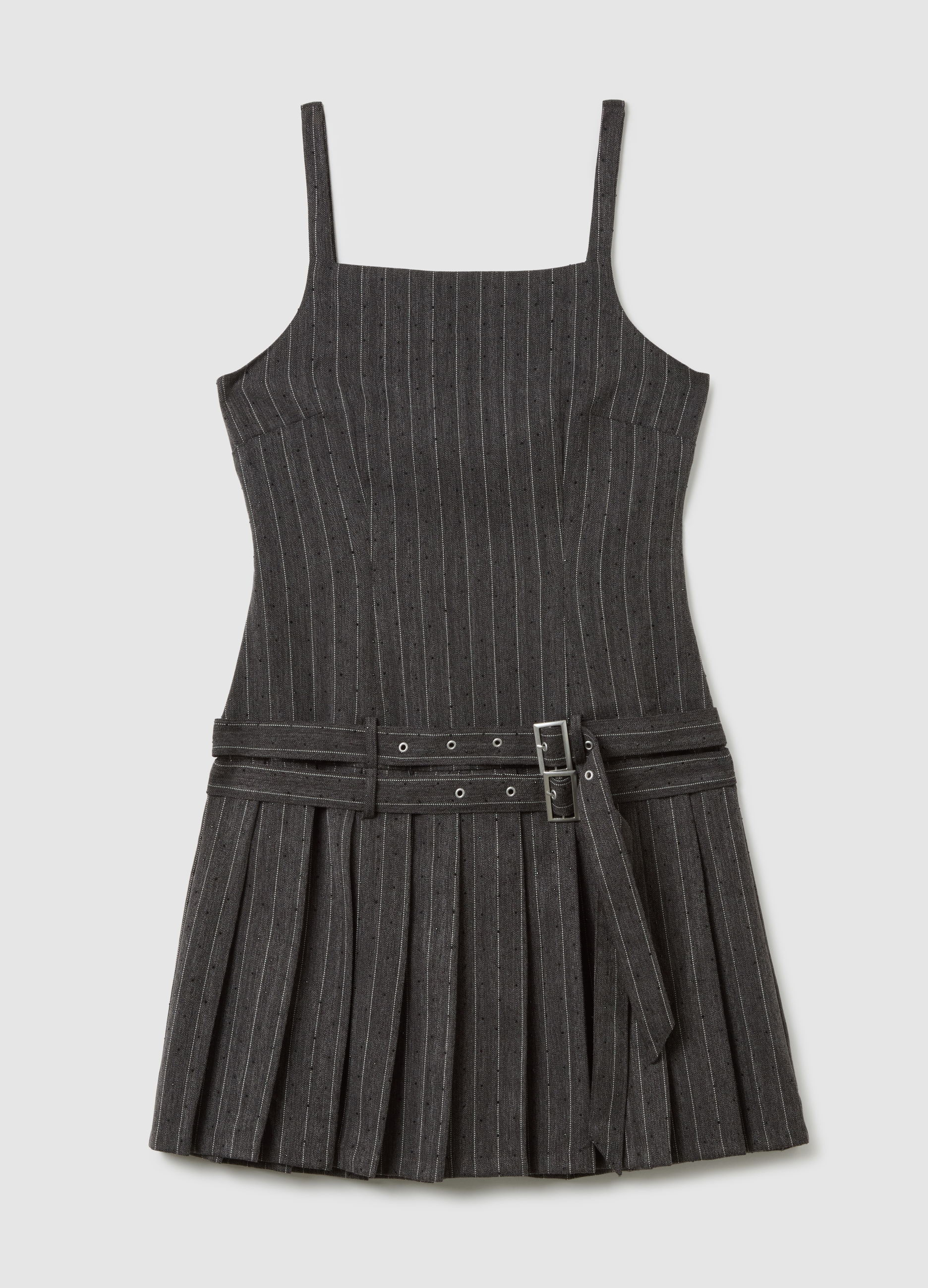 OVS, Vestido Gris Con Tirantes Y Cinturón En La Cintura, Mujer, Gris oscuro, Talla: 34