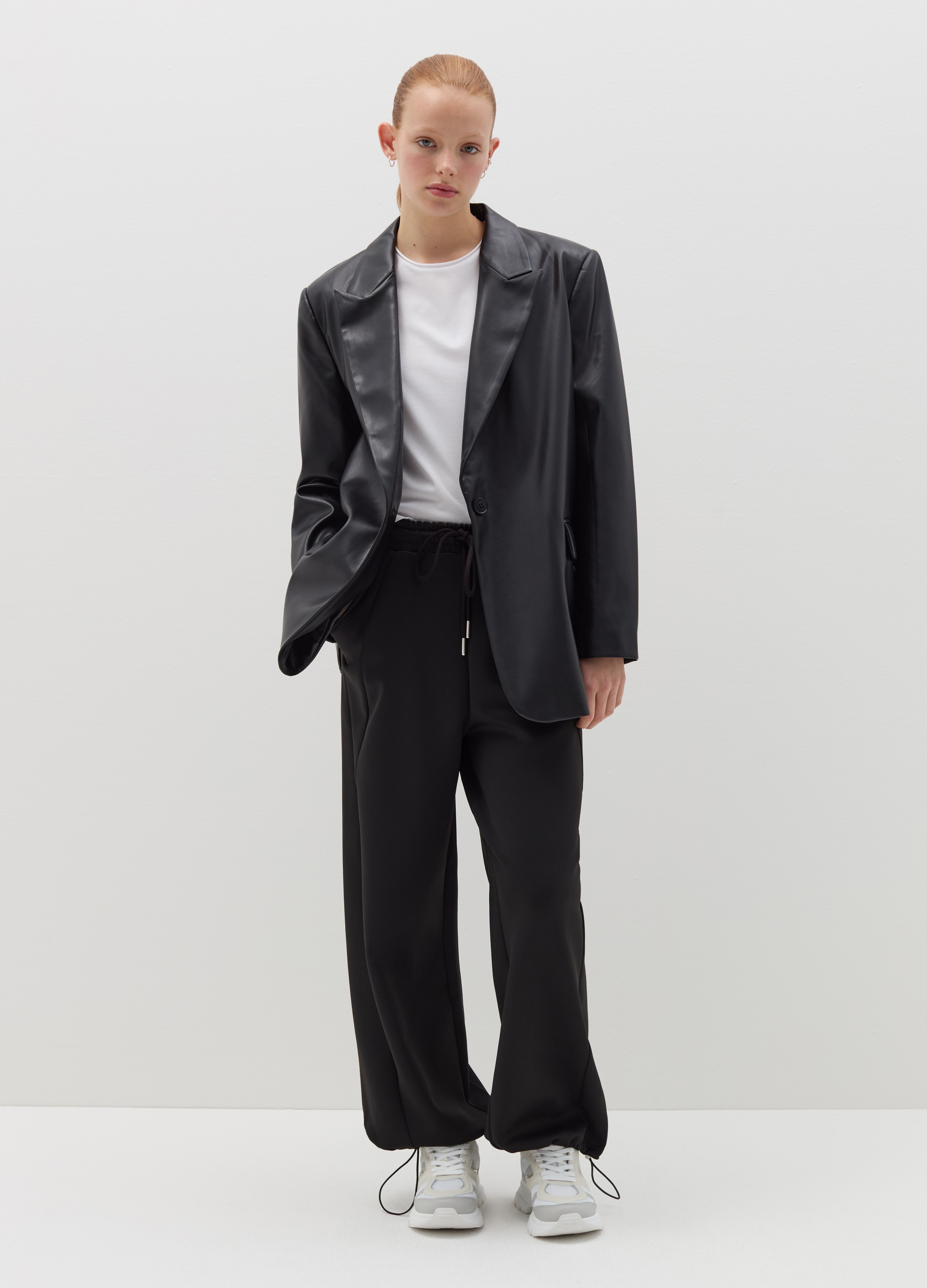 Joggers Con Cordón De Ajuste, Mujer, Negro, Talla: 42