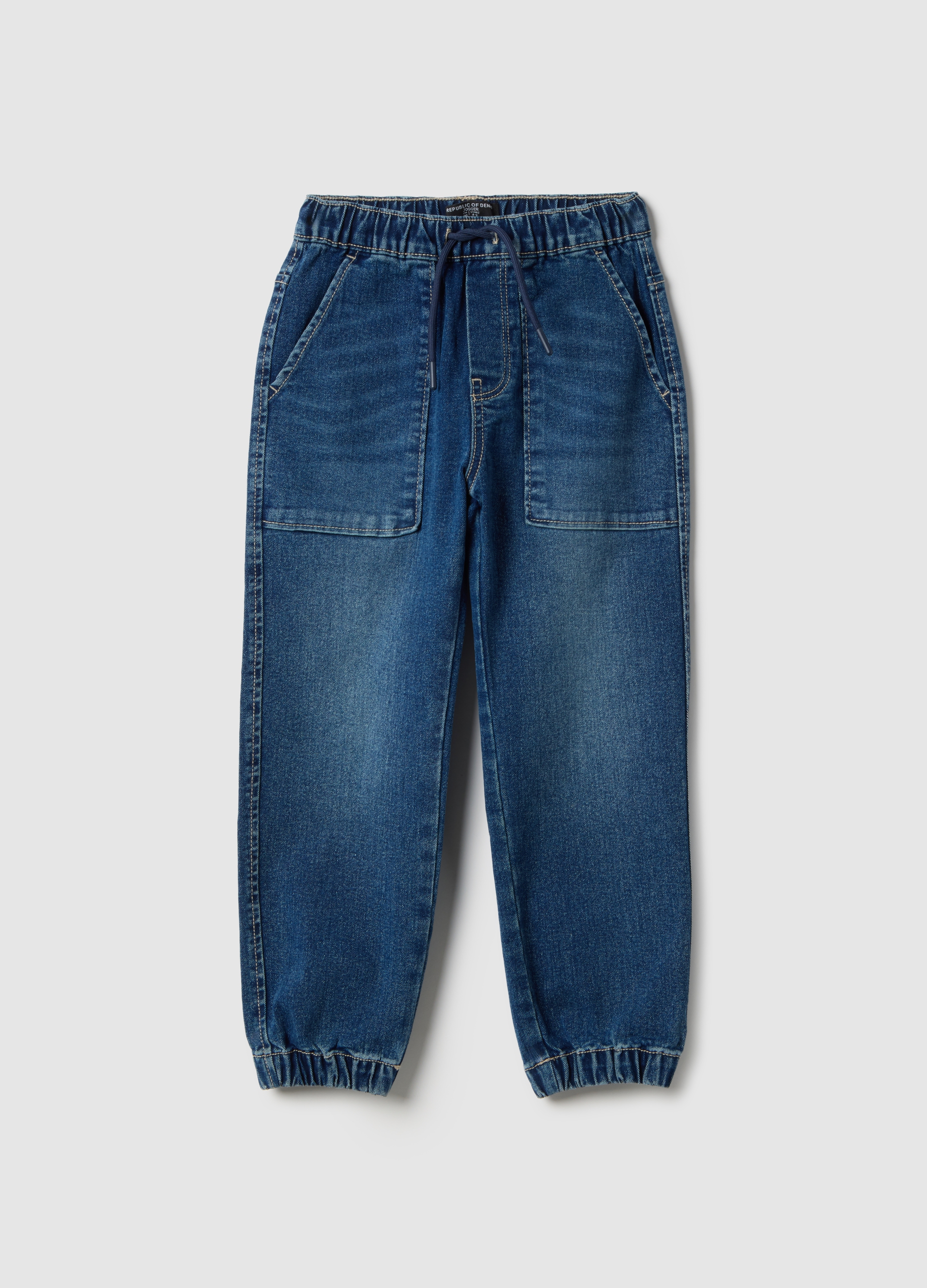 OVS KIDS, Jeans Jogger In Misto Cotone Blu Relaxed Fit Per Bambino, Blu, Taglia: 3-4