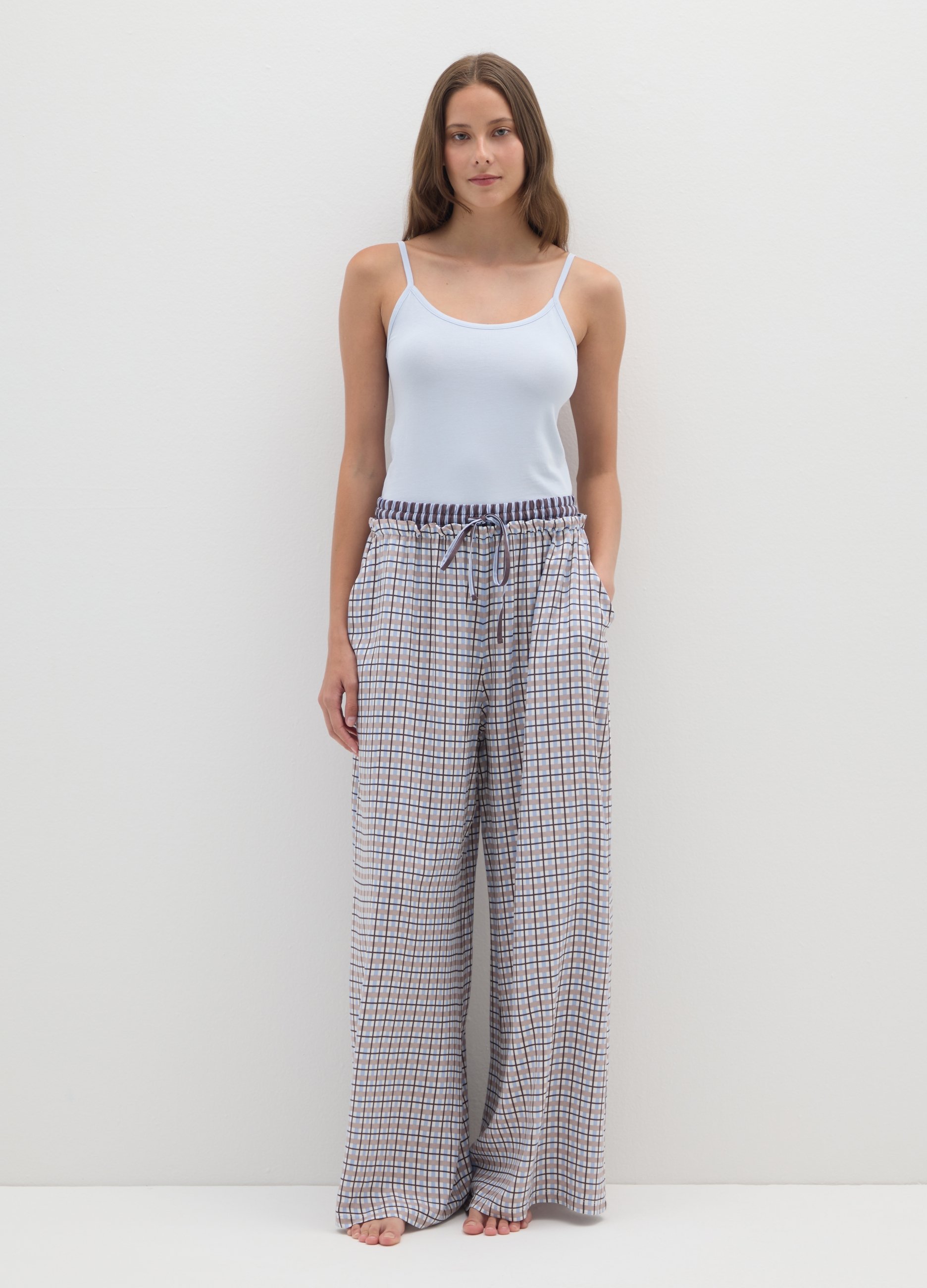 OVS, Pantaloni Per Pigiama A Quadri Multicolor Regular Fit, Donna, Multicolor, Taglia: M