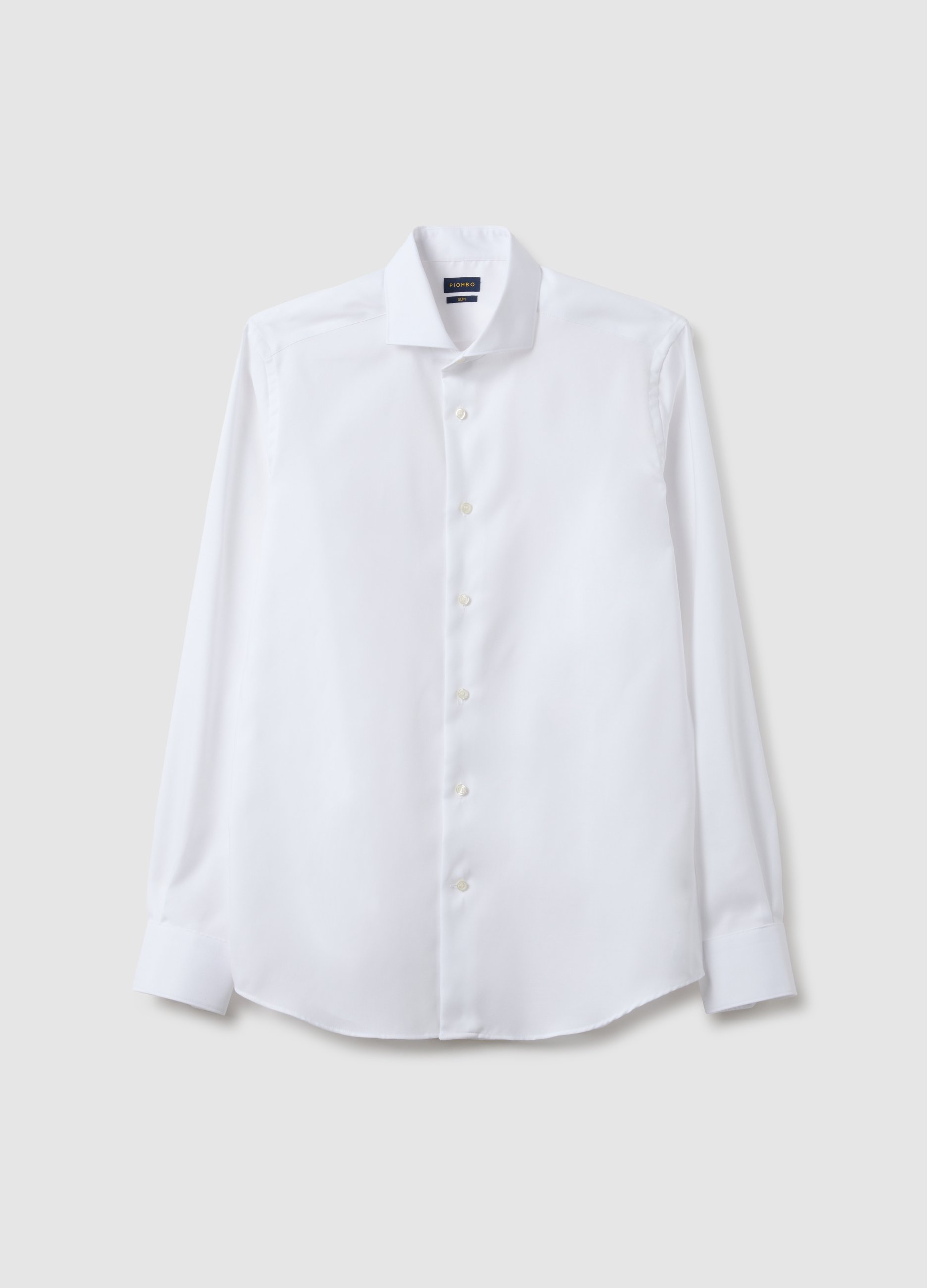PIOMBO, Camisa Blanca Slim Fit De Puro Algodón, Unisex, Blanco óptico, Talla: 41