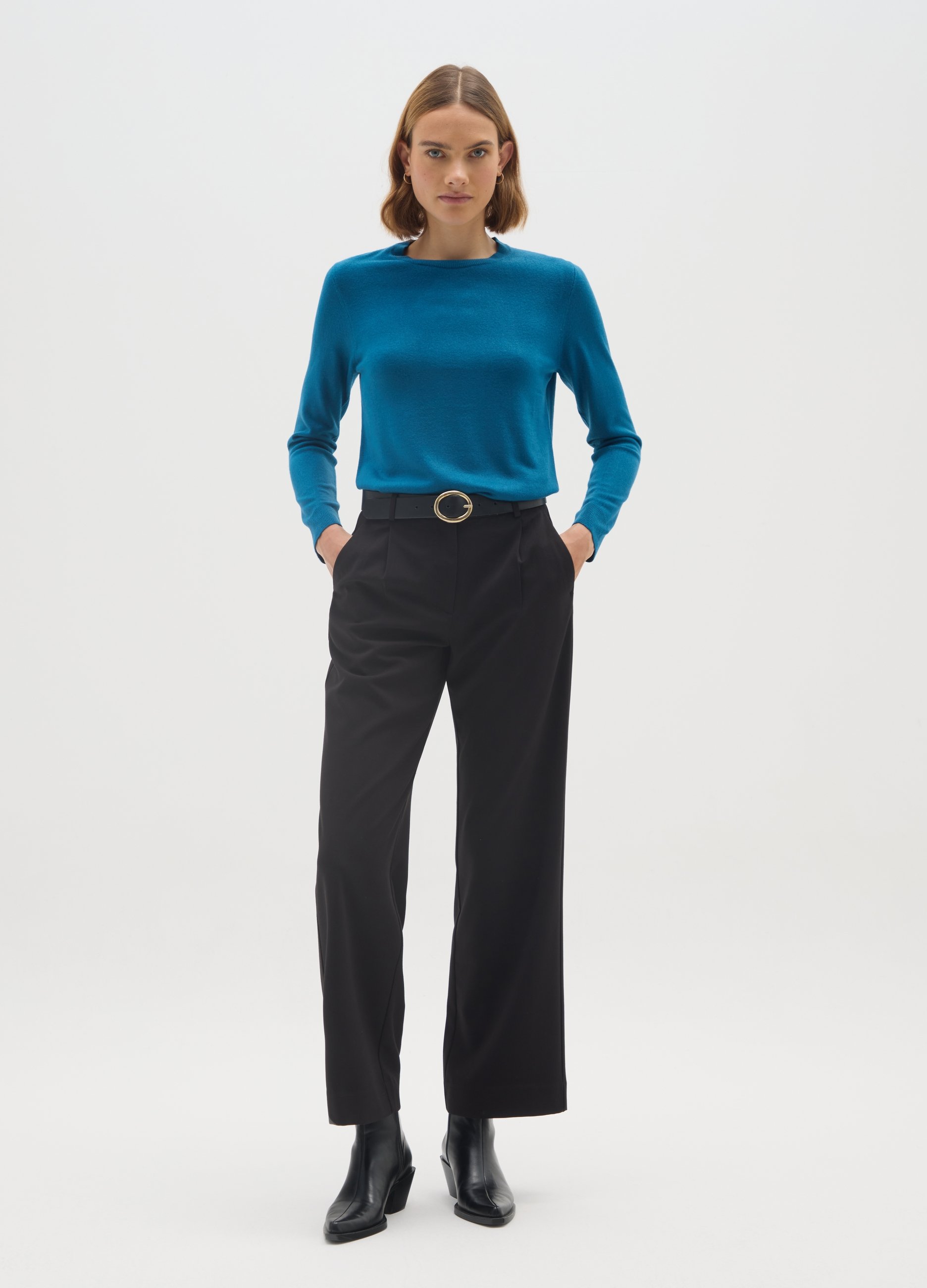 OVS, Blaue Pullover Mit Rundhalsausschnitt Im Regular Fit, Frau, Dunkelblau, Größe: XXL