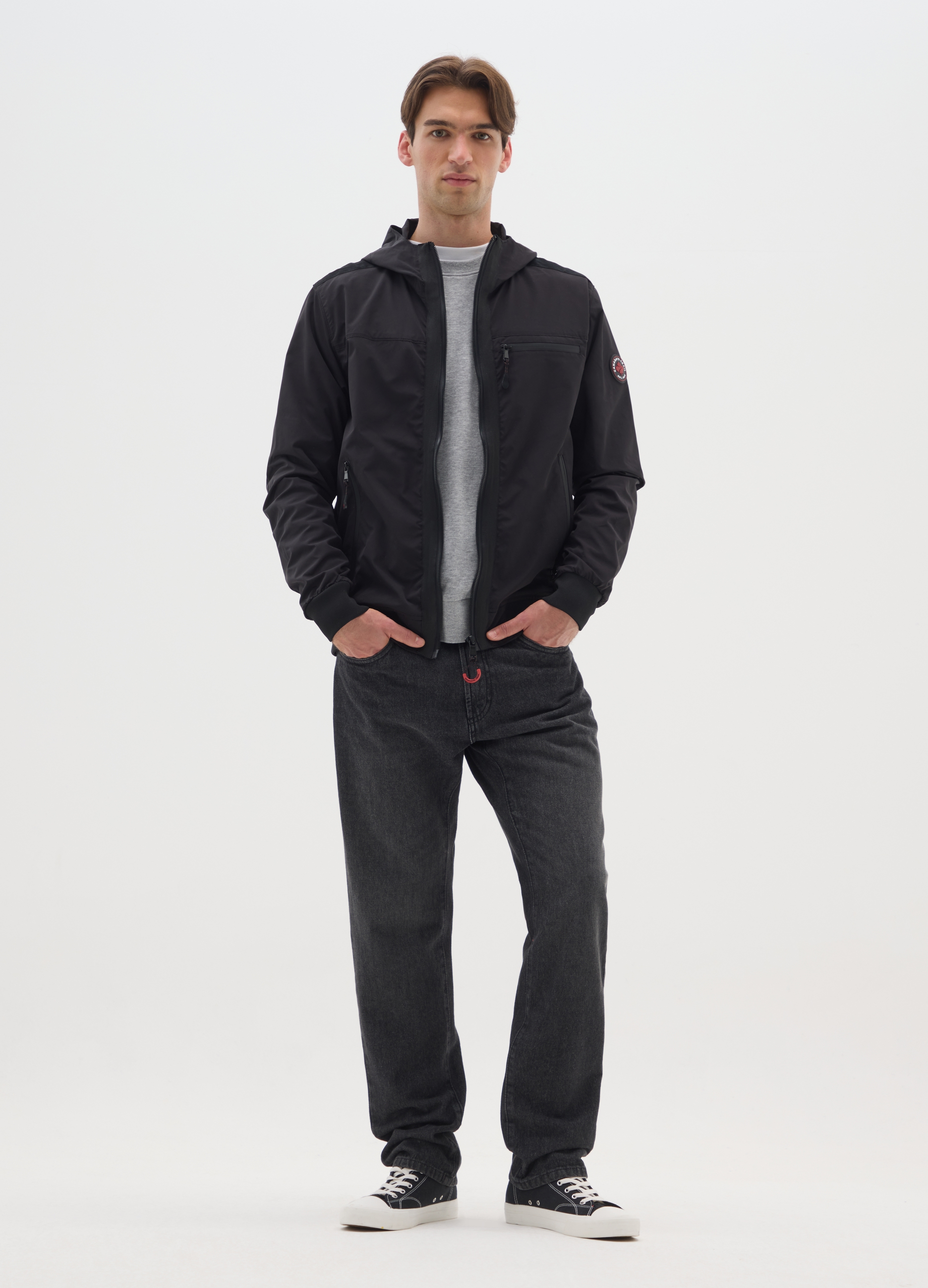 CANADA'S TRAIL, Giacca Nera In Tessuto Pesante Con Cappuccio E Zip, Uomo, Nero, Taglia: L