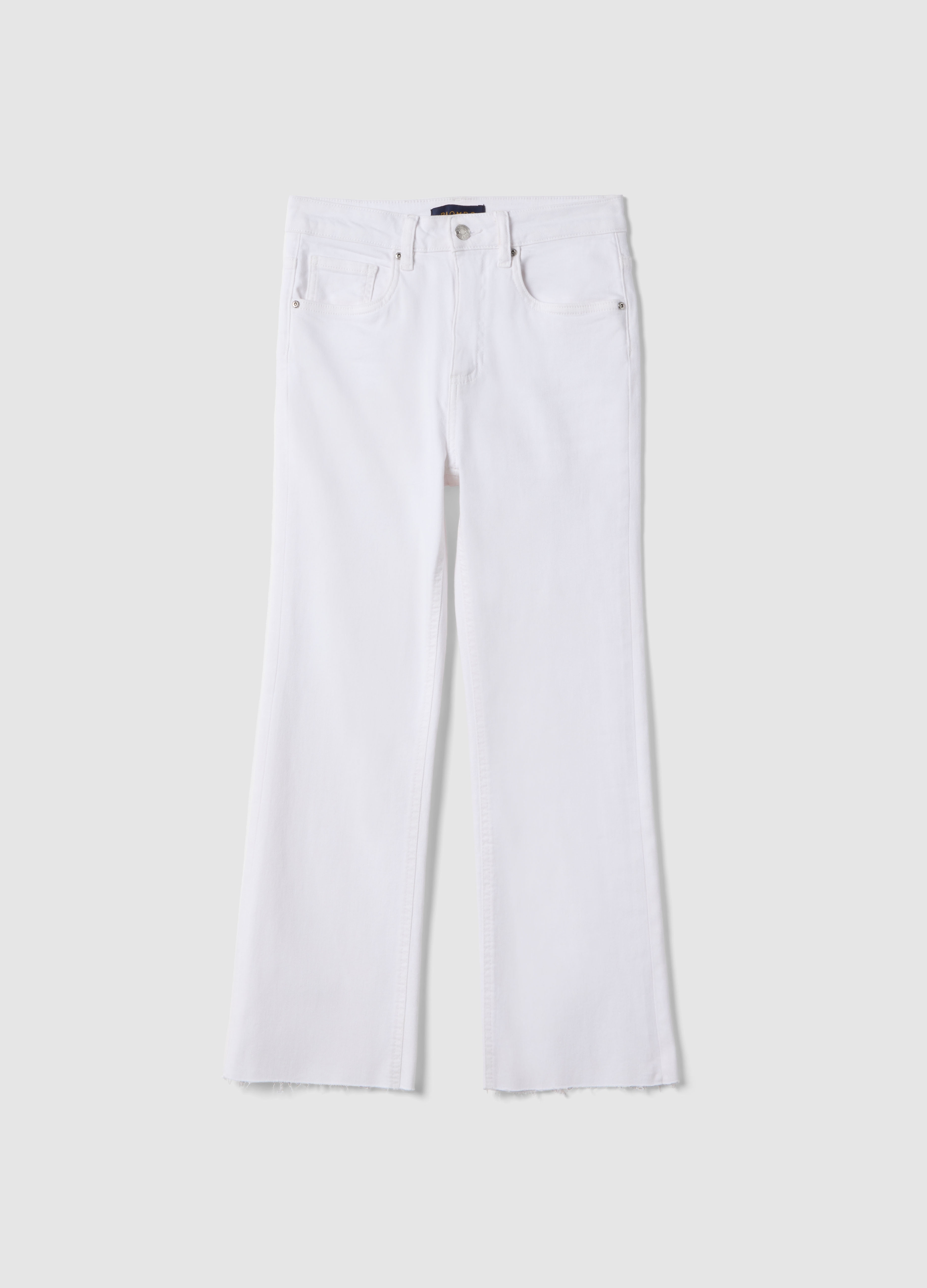 PIOMBO, Jeans Flare De Algodón Elástico Blanco, Mujer, Blanco óptico, Talla: 42