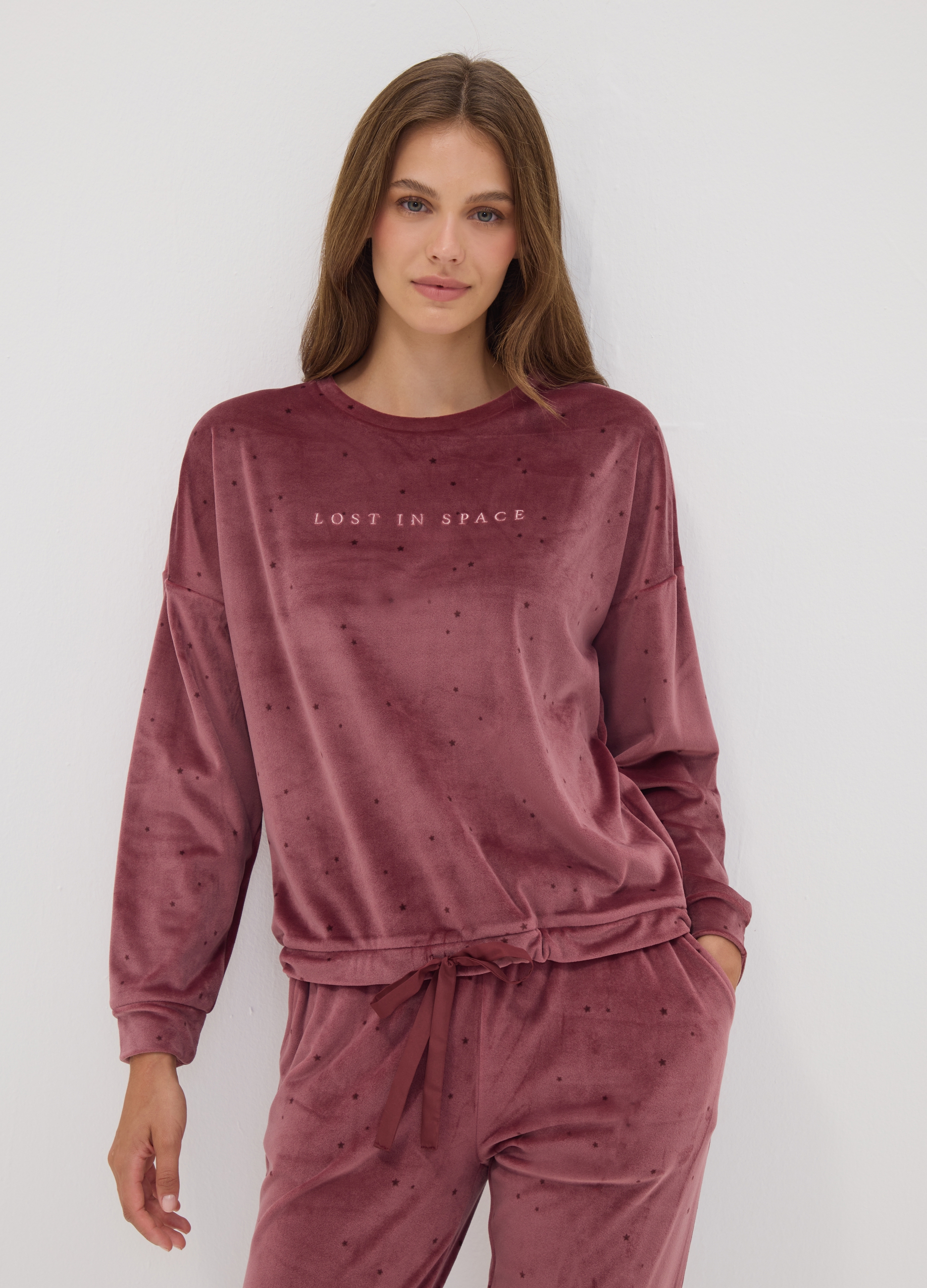 OVS, Felpa Pigiama Rosa In Tessuto Elasticizzato Con Stelline, Donna, Rosa, Taglia: L