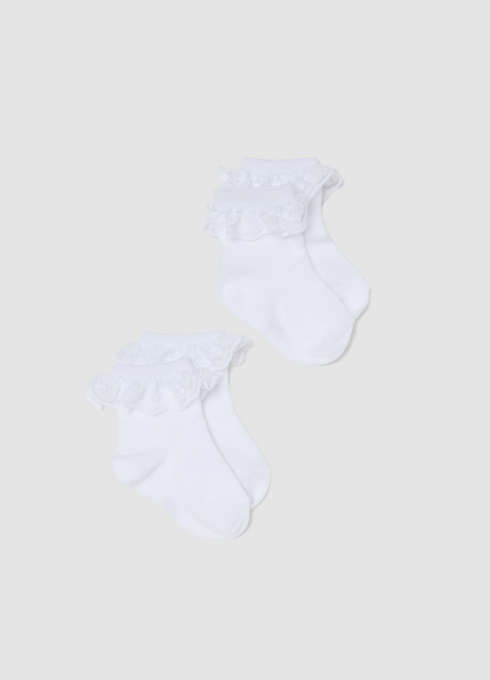 FAGOTTINO, Dúo De Calcetines Cortos De Algodón Elástico Blanco Para Bebé, Niña, Blanco suave, Talla: 12-18