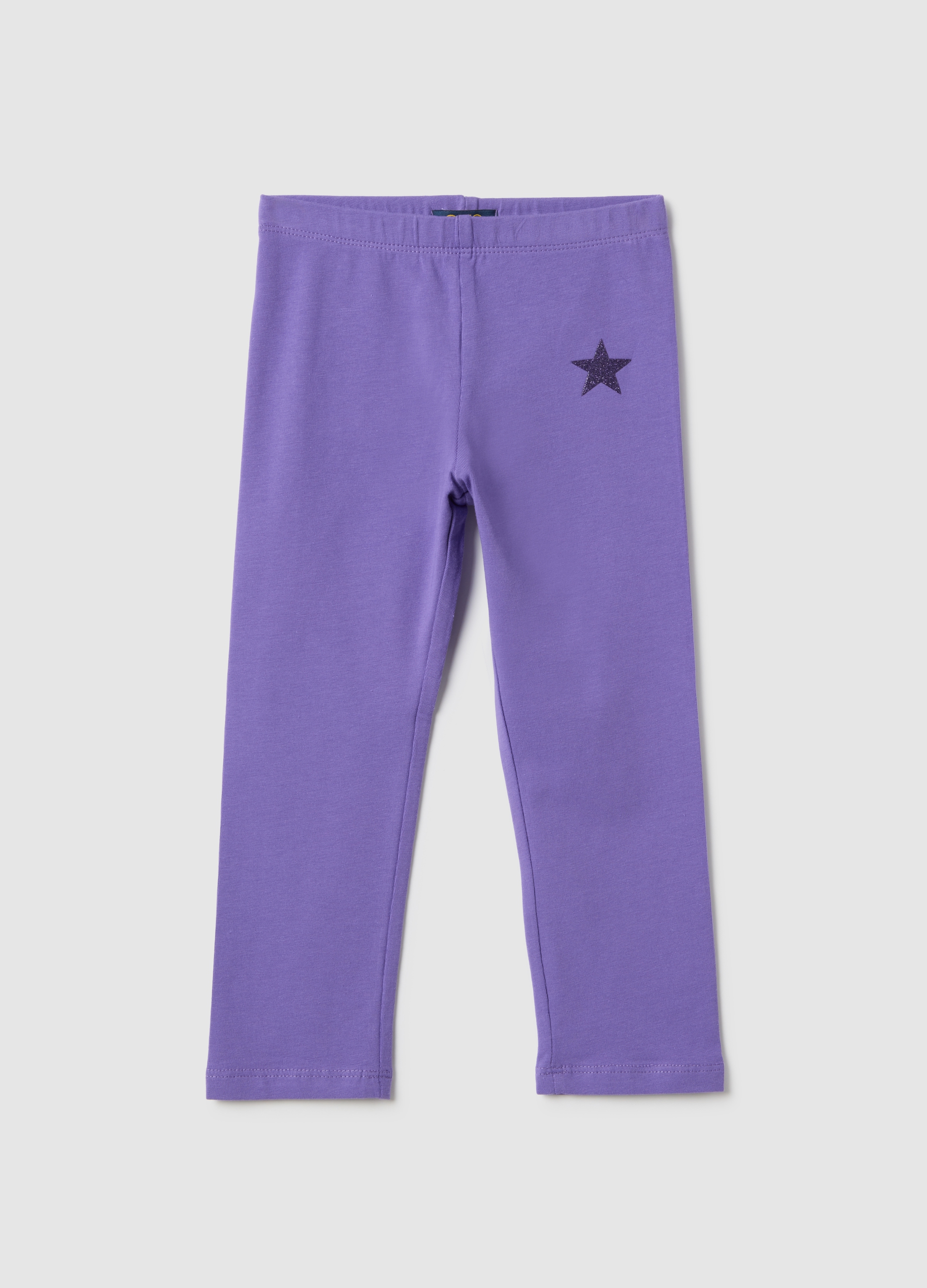 OVS KIDS, Leggings De Algodón Elástico Morado Para Niña De Ajuste Slim Con Estrella, Niña, Morado oscuro, Talla: 9-10