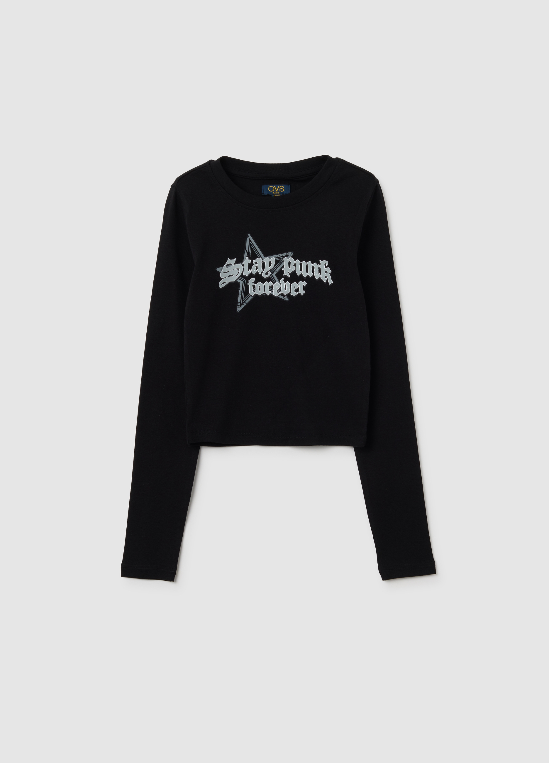 Maglia Da Ragazza In Cotone Elasticizzato Nera Regular Fit, Niña, Gunmetal, Talla: 13-14