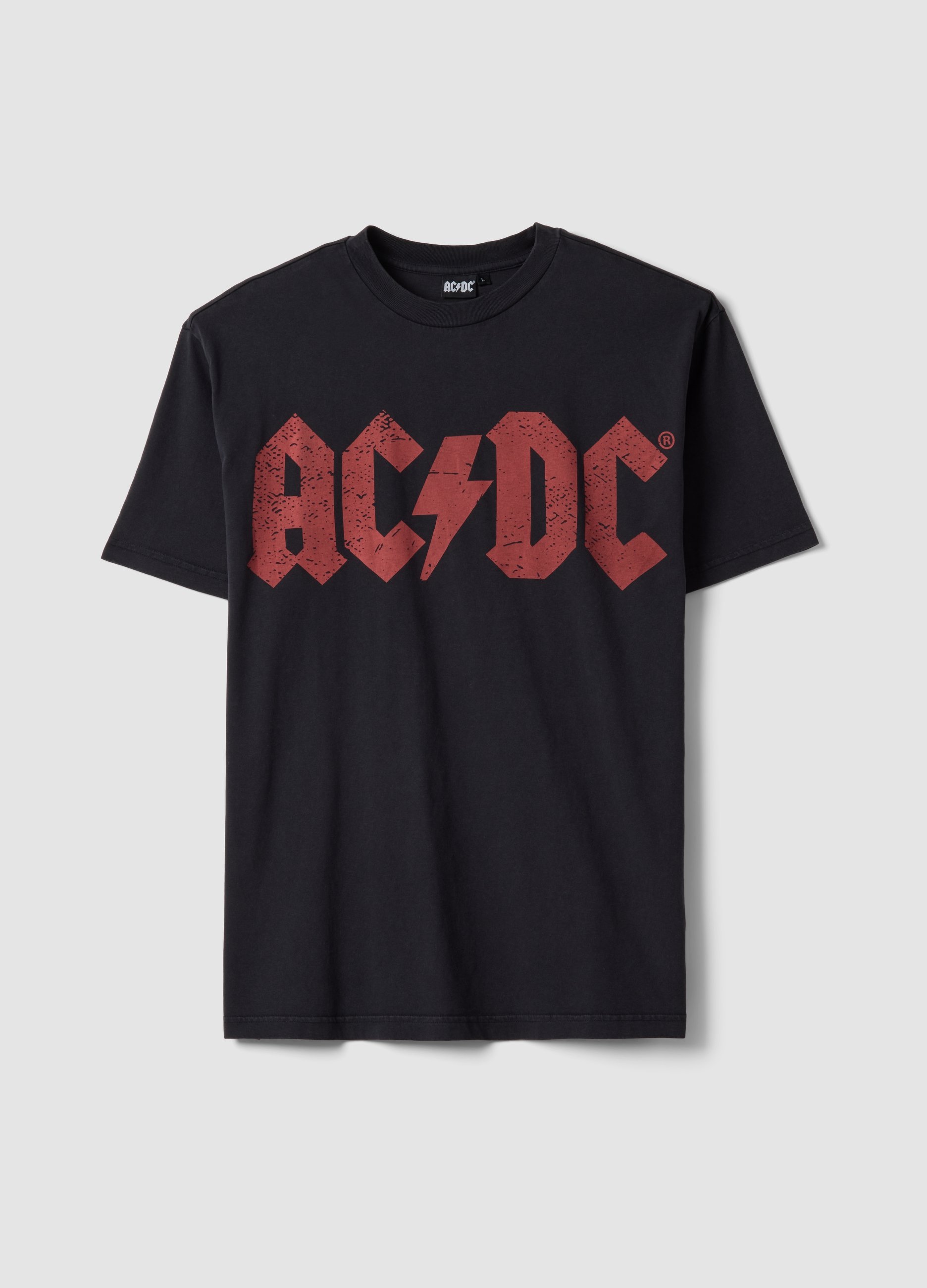 J MUSIC MATTER UOMO, T-shirt In Puro Cotone Nero Regular Fit Con Logo Ac/dc, Uomo, Nero, Taglia: S
