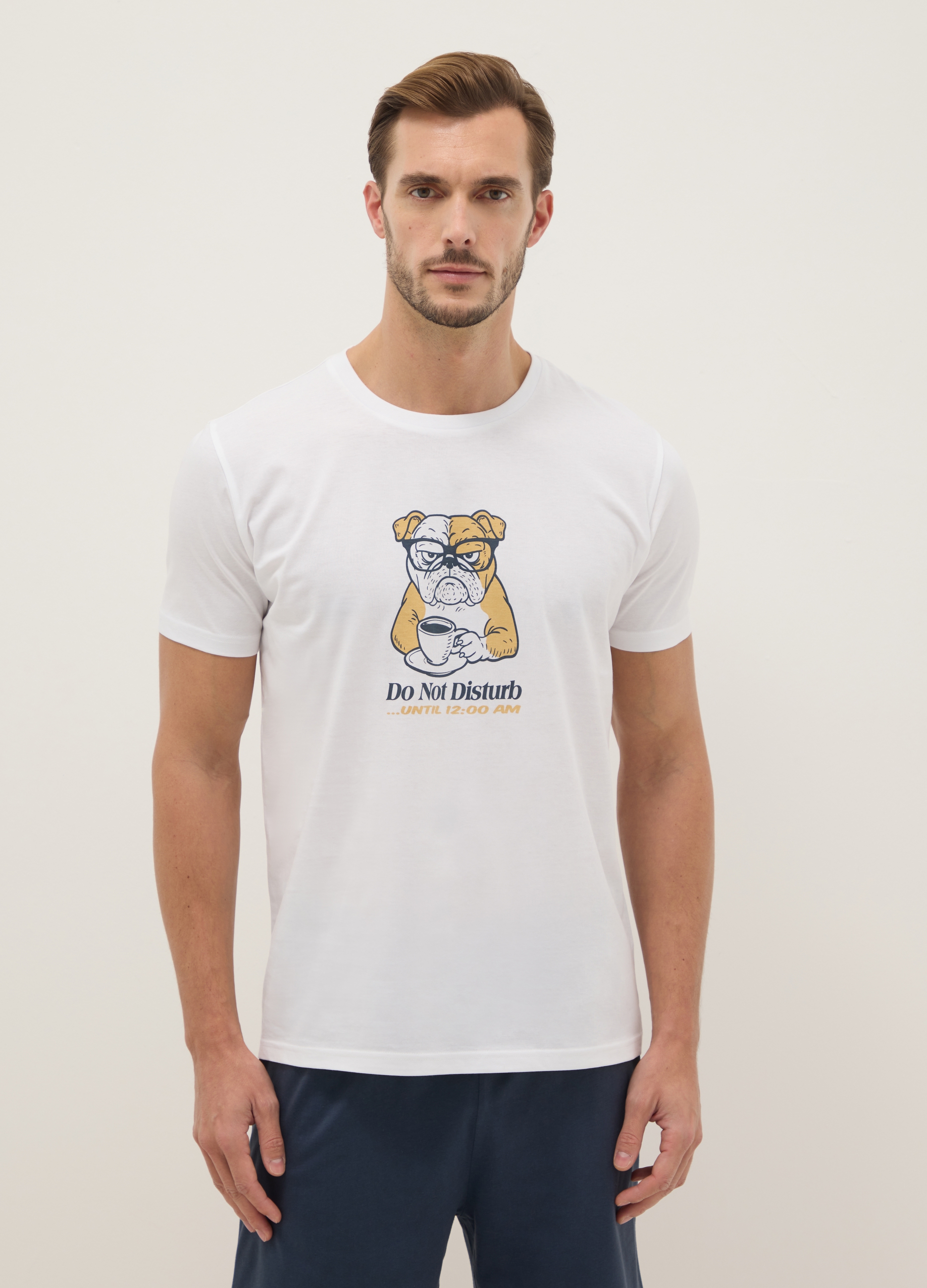 Pijama Corto Multicolor De Algodón Puro, Ajuste Regular Con Estampado, Hombre, Blanco/azul, Talla: XL