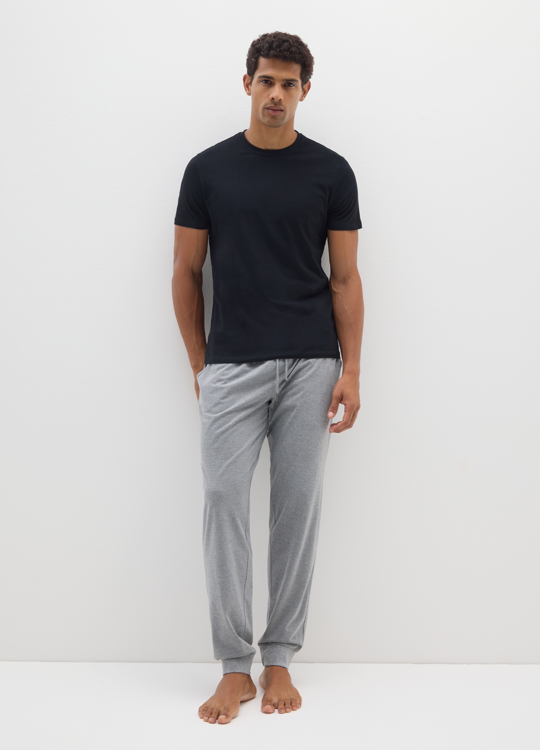 Pantalones De Pijama Grises De Algodón, Hombre, Gris, Talla: 40