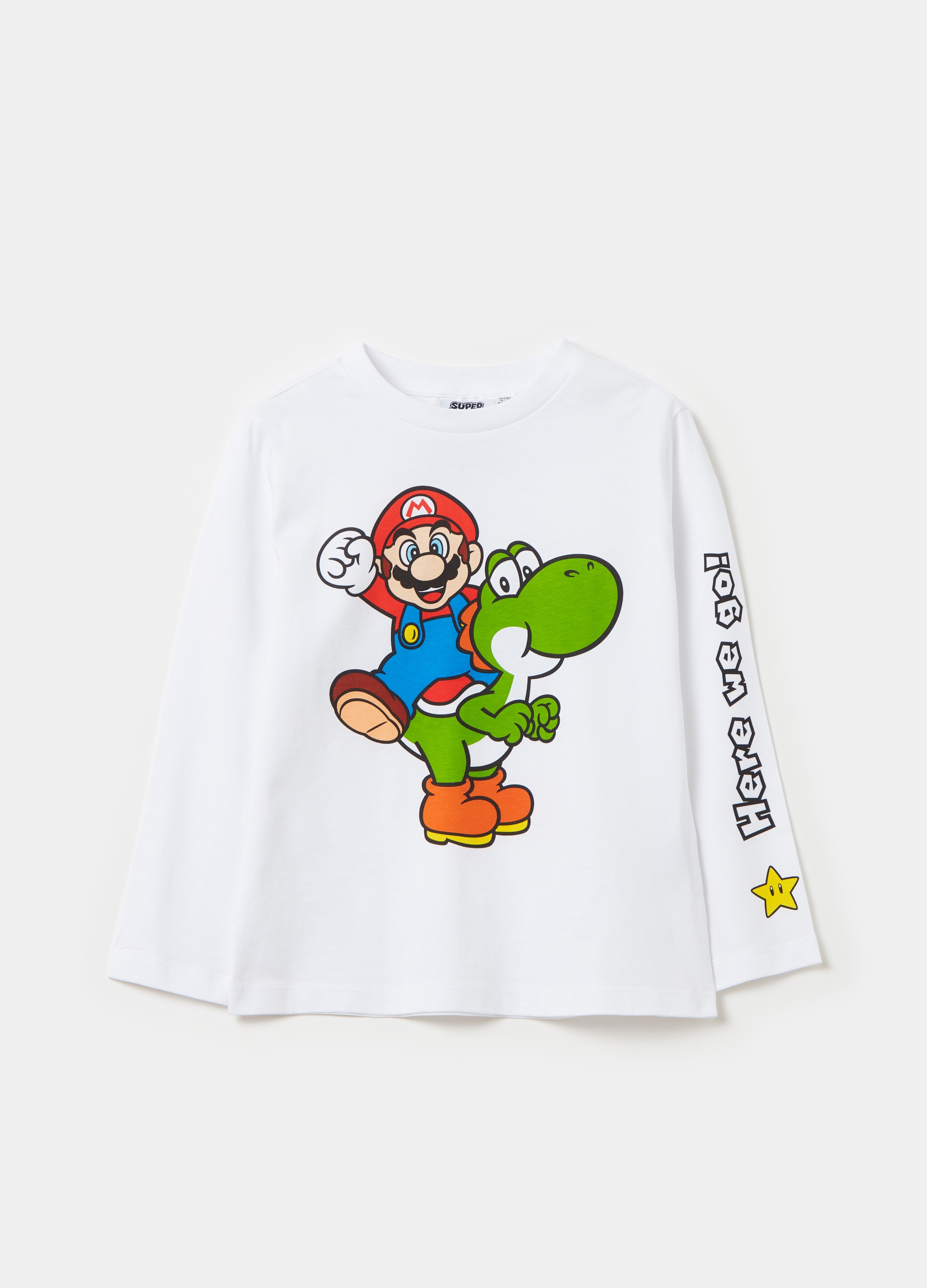 OVS, T-shirt A Maniche Lunghe Super Mario™, Bambino, Bianco, Taglia: 6-7
