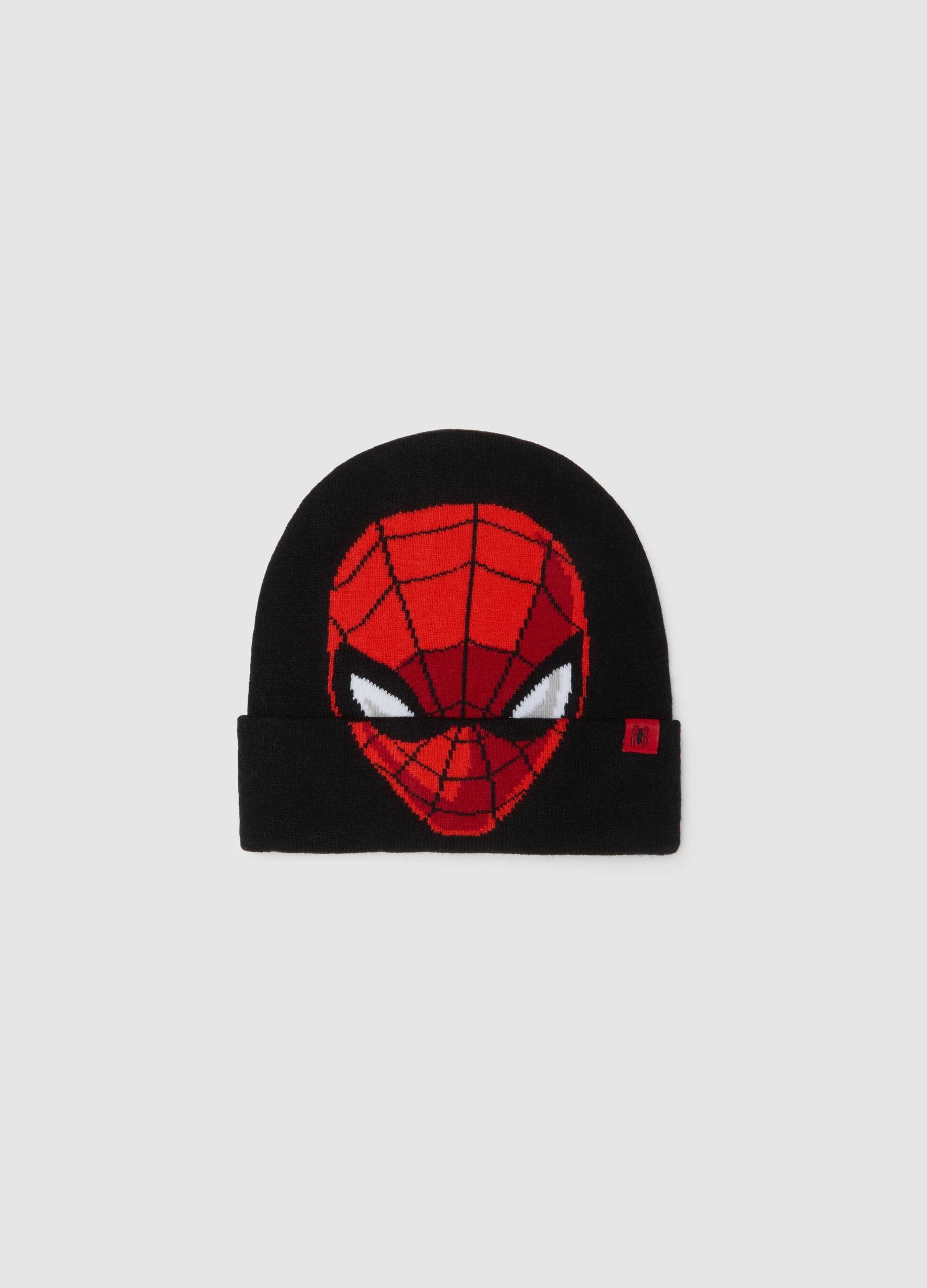 MARVEL, Cappello Nero Beanie Con Spider-man, Bambino, Nero, Taglia: 52