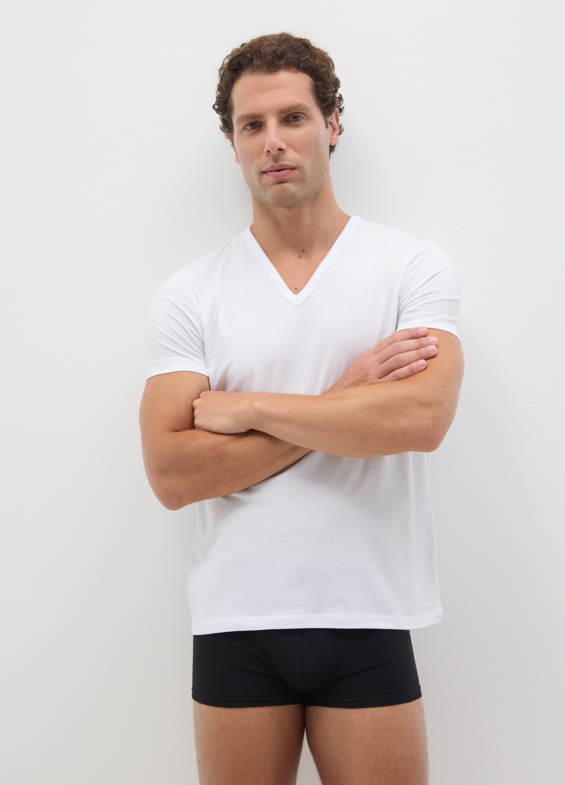 Bipack De Camisetas Blancas De Hombre En Algodón Puro Regular Fit, Hombre, Blanco óptico, Talla: XXL