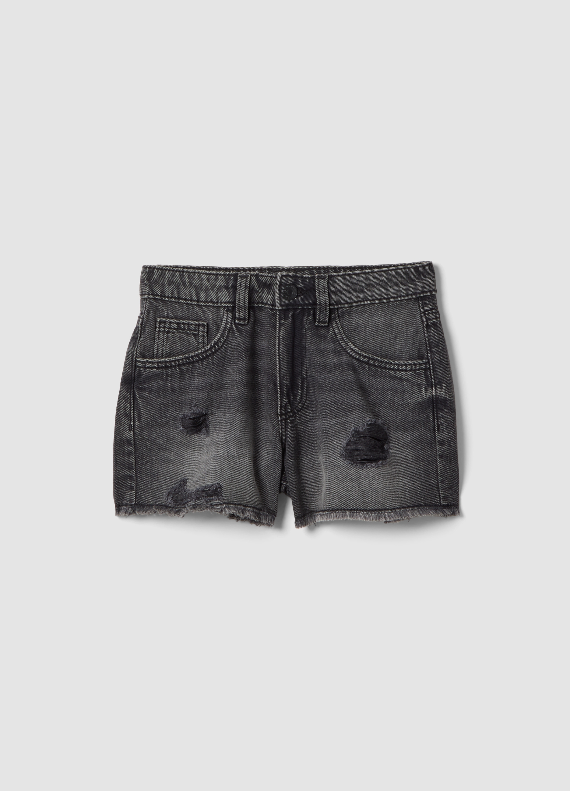 REPUBLIC OF DENIM, Short Vaquero Gris 100% Algodón Para Niña, Corte Regular Con Rotos, Niña, Gris oscuro, Talla: 11-12