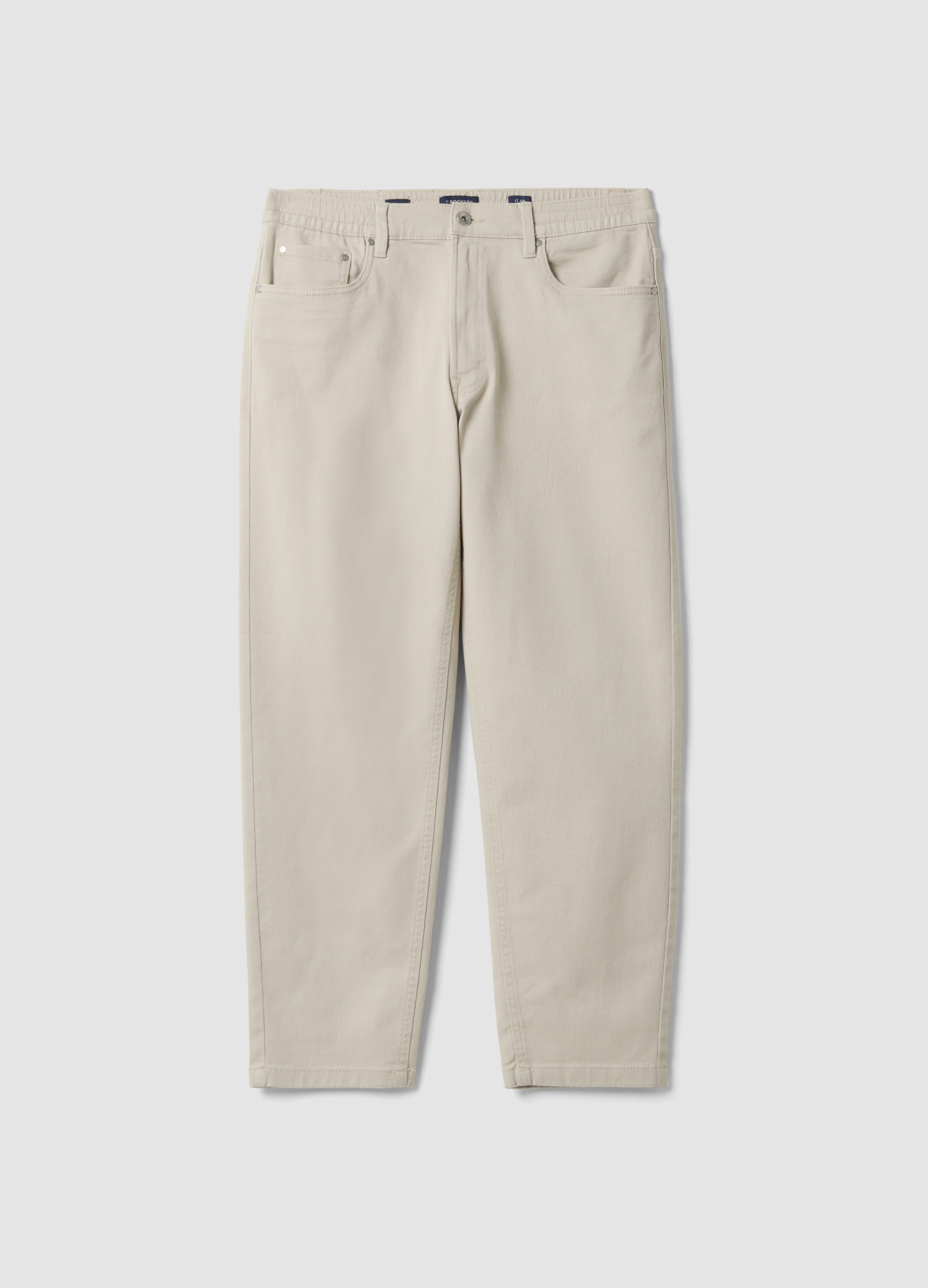 OVS, Pantaloni Straight Grigi In Twill Di Cotone Elasticizzato, Uomo, Grigio, Taglia: 52