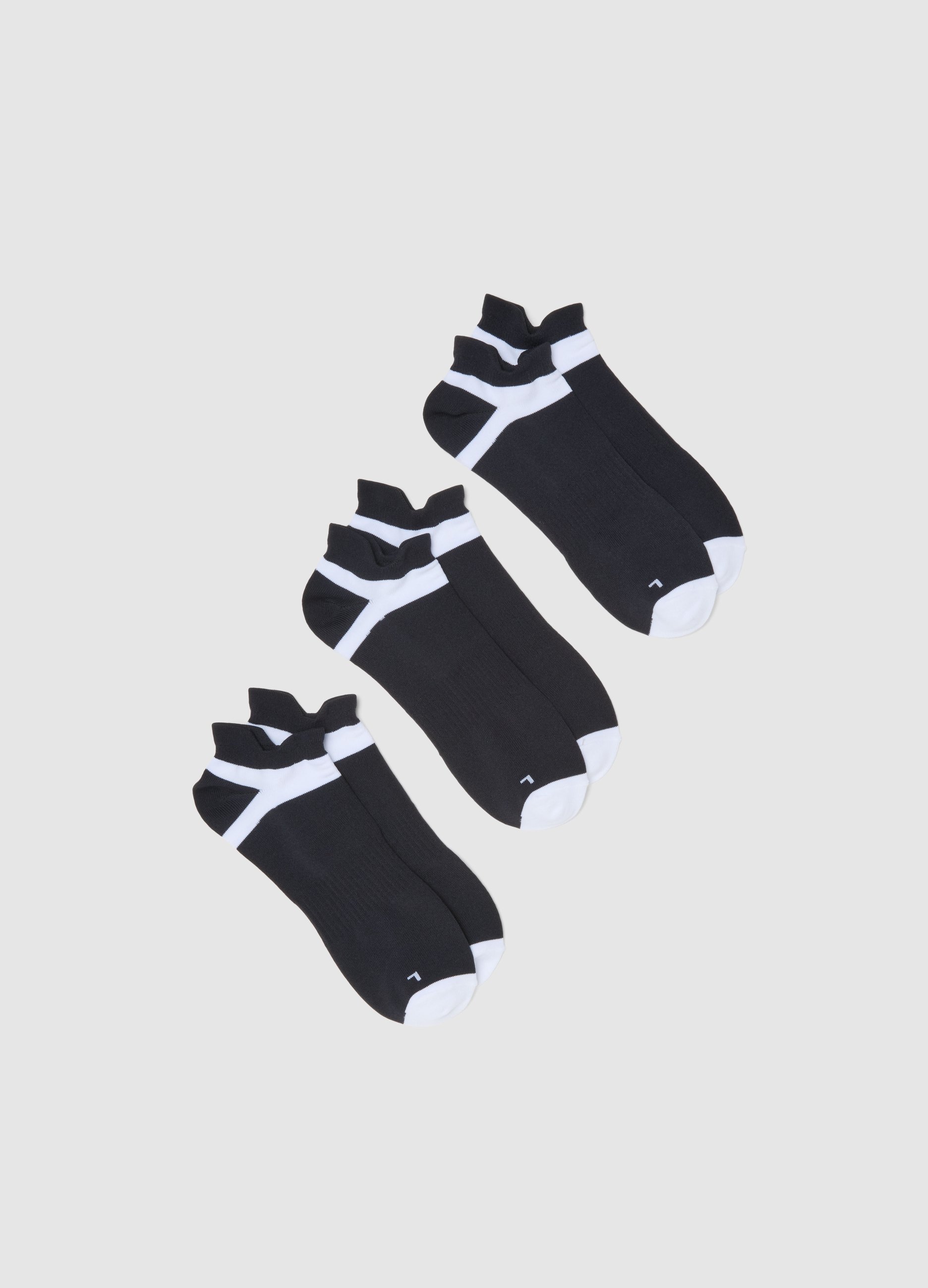 Tripack Calcetines Deportivos Ajustados Multicolor, Hombre, Negro/Blanco, Talla: 38/42