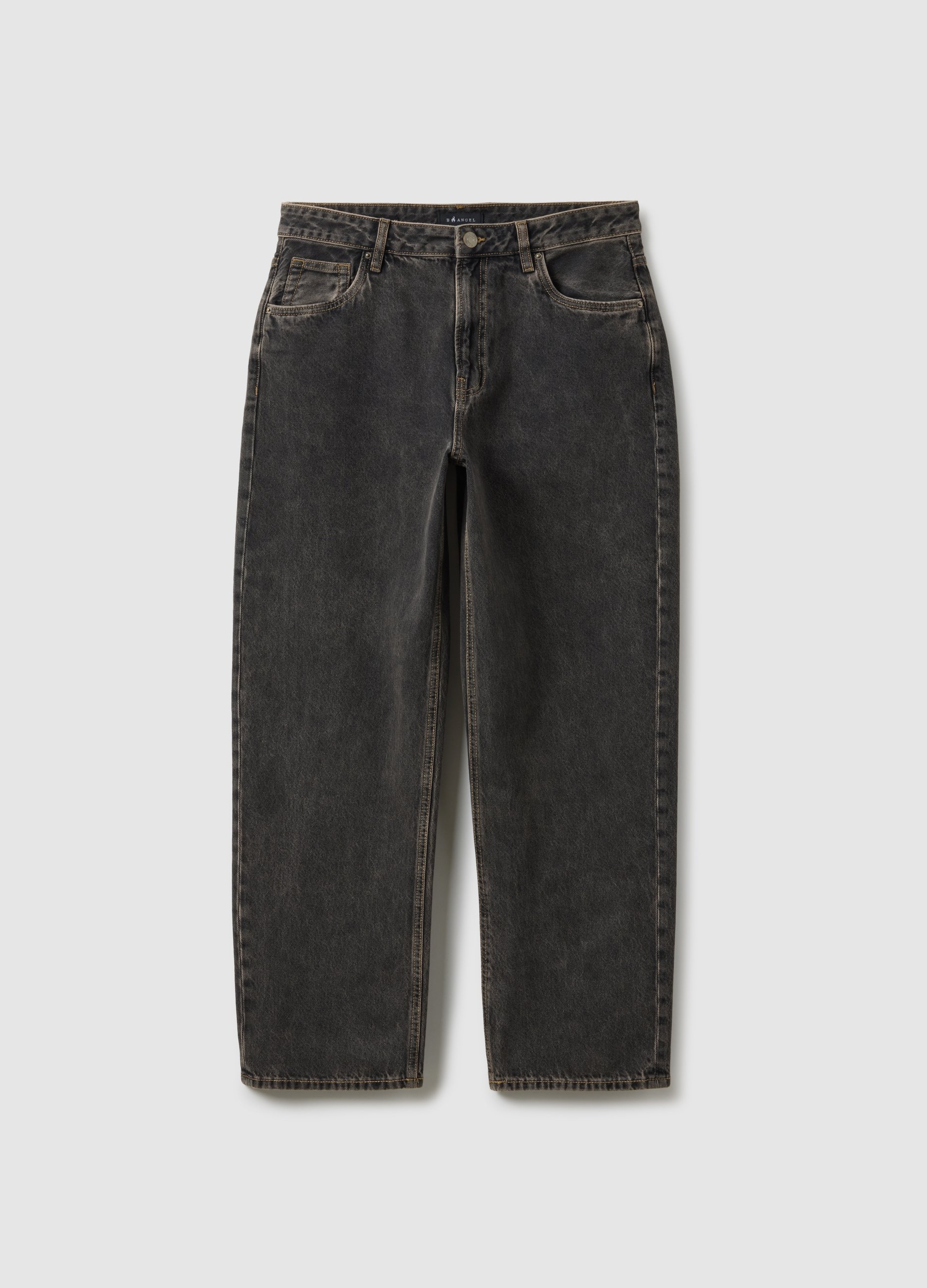 B.ANGEL, Jeans Baggy Neri In Puro Cotone, Uomo, Nero, Taglia: 44