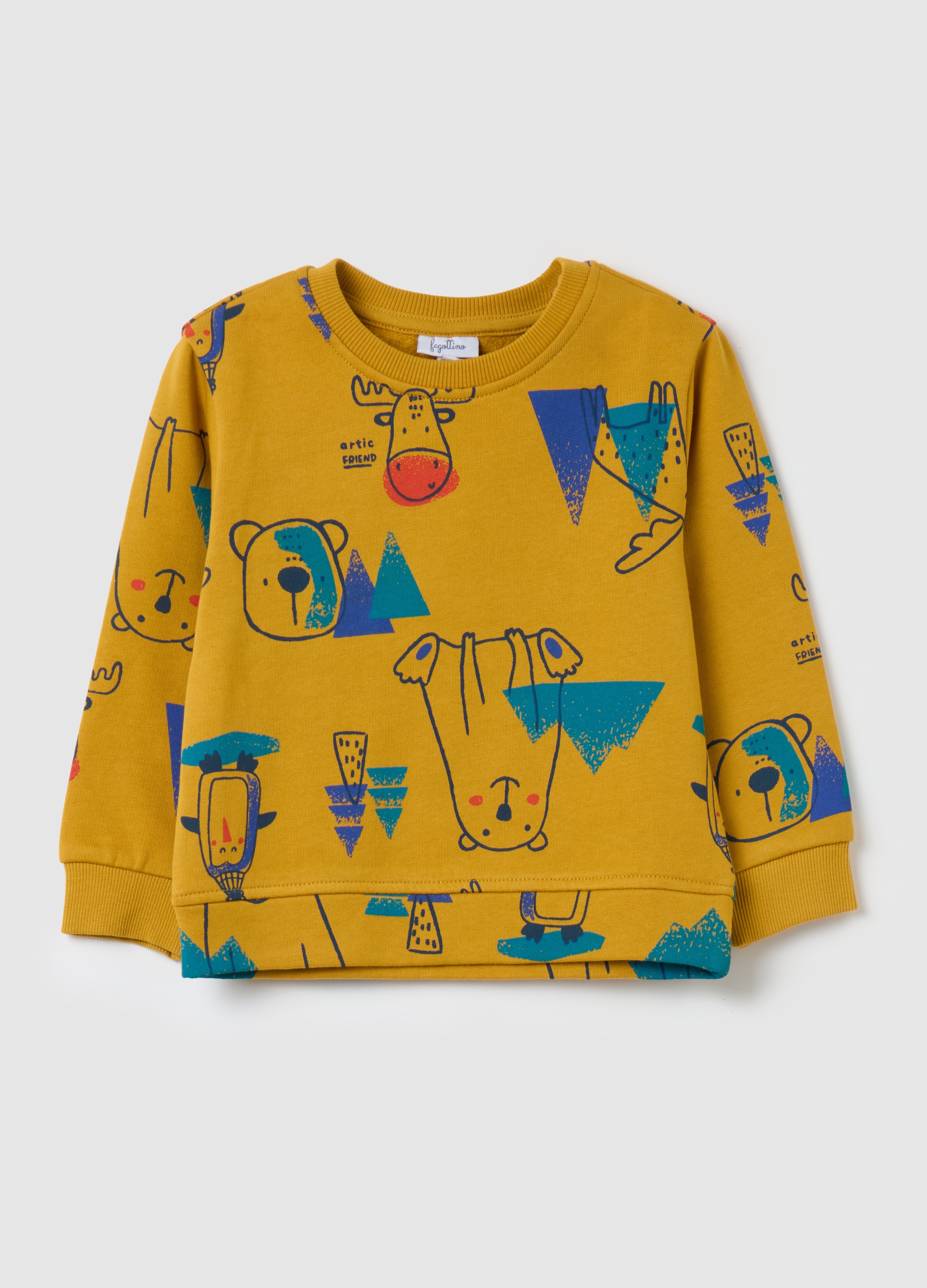 FAGOTTINO, Sudadera De Tejido Rizado Estampado Animales Del Polo, Niño, Amarillo caramelo, Talla: 9-12