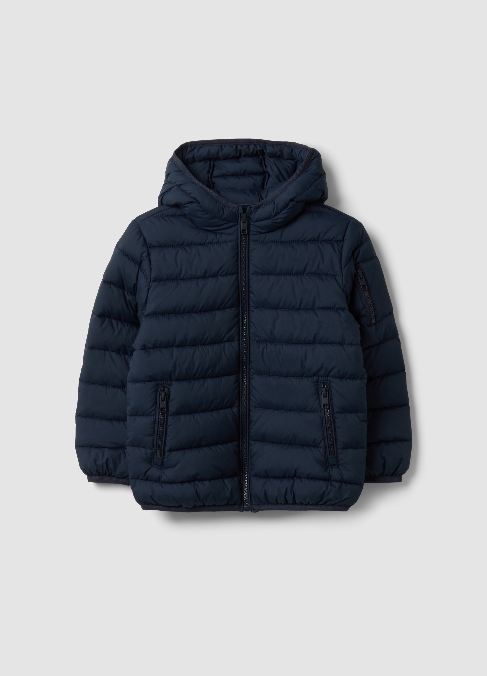 OVS KIDS, Giubbotto Utralight Blu Imbottito Con Cappuccio E Zip Per Bambino, Blu, Taglia: 9-10