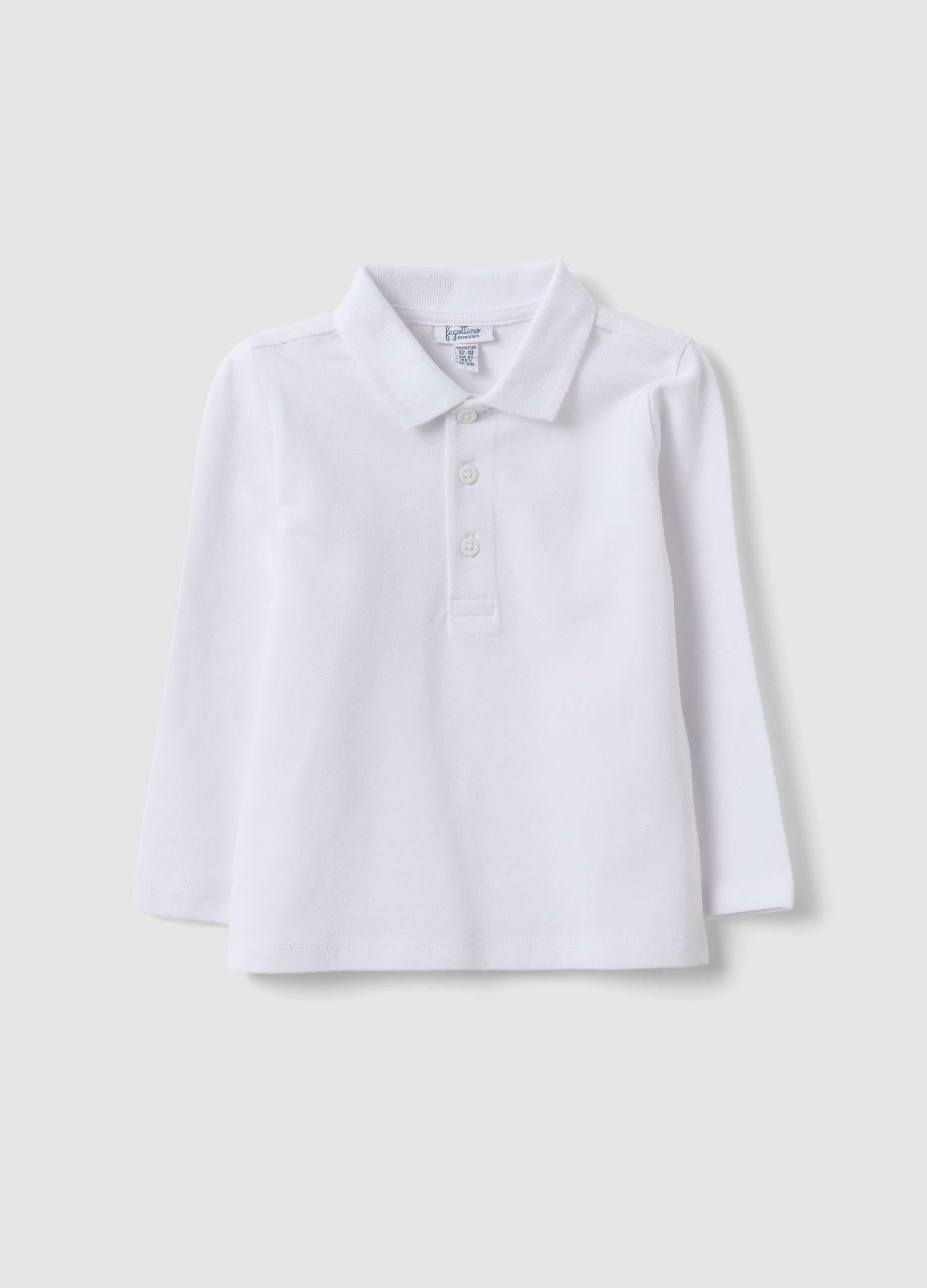 FAGOTTINO, Polo Bianca A Maniche Lunghe In Cotone Organico, Bambino, Bianco, Taglia: 9-12