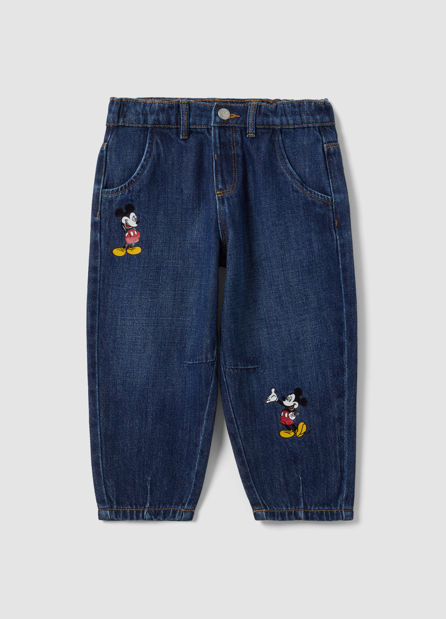 FAGOTTINO, Jeans Blu In Misto Cotone E Viscosa Con Stampa Mickey Baggy Fit Per Bimbo, Bambino, Blu, Taglia: 30-36