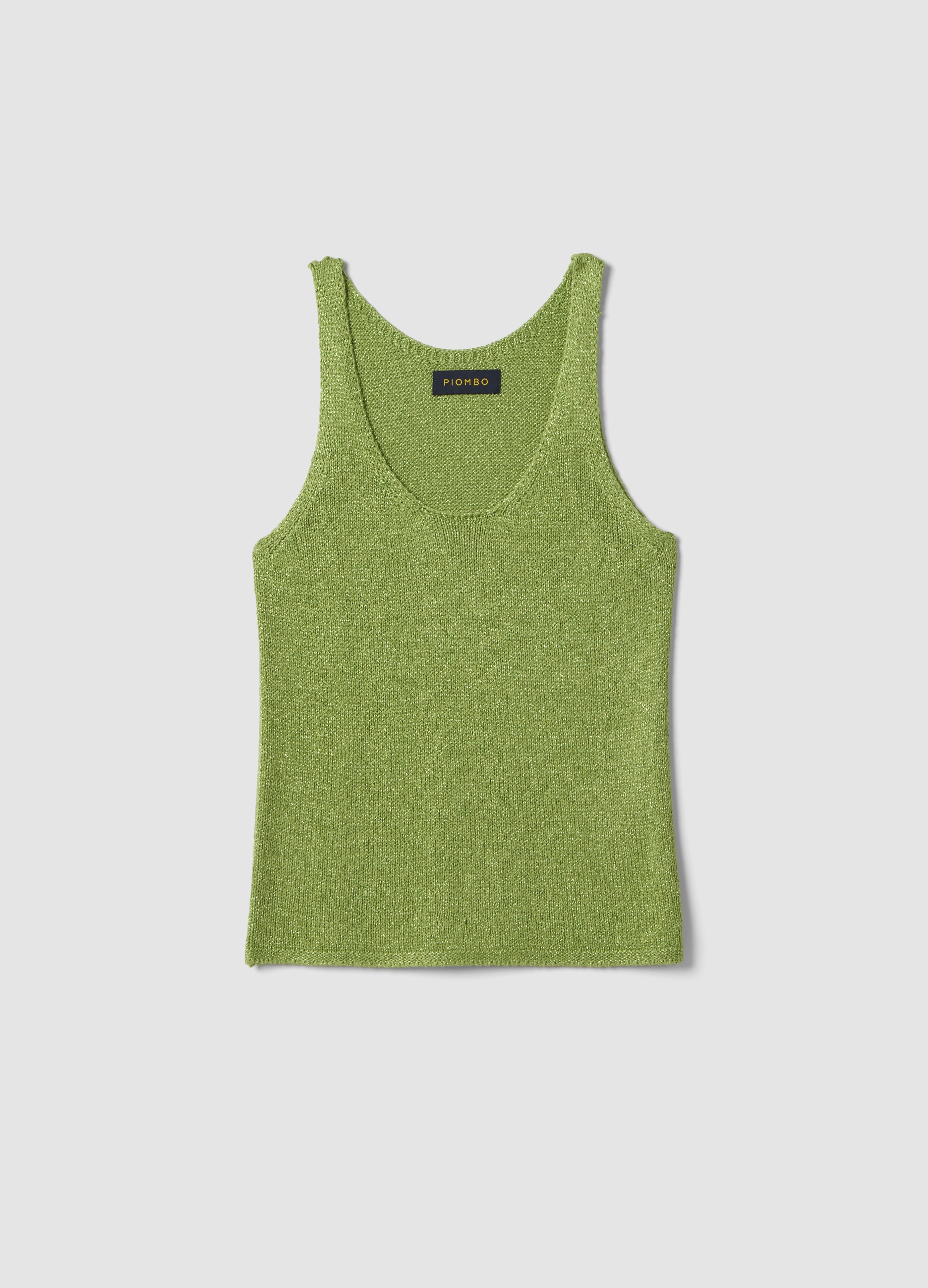 PIOMBO, Camiseta De Tirantes Verde En Mezcla De Viscosa Con Brillo, Corte Regular, Mujer, Verde Pistacho, Talla: 36