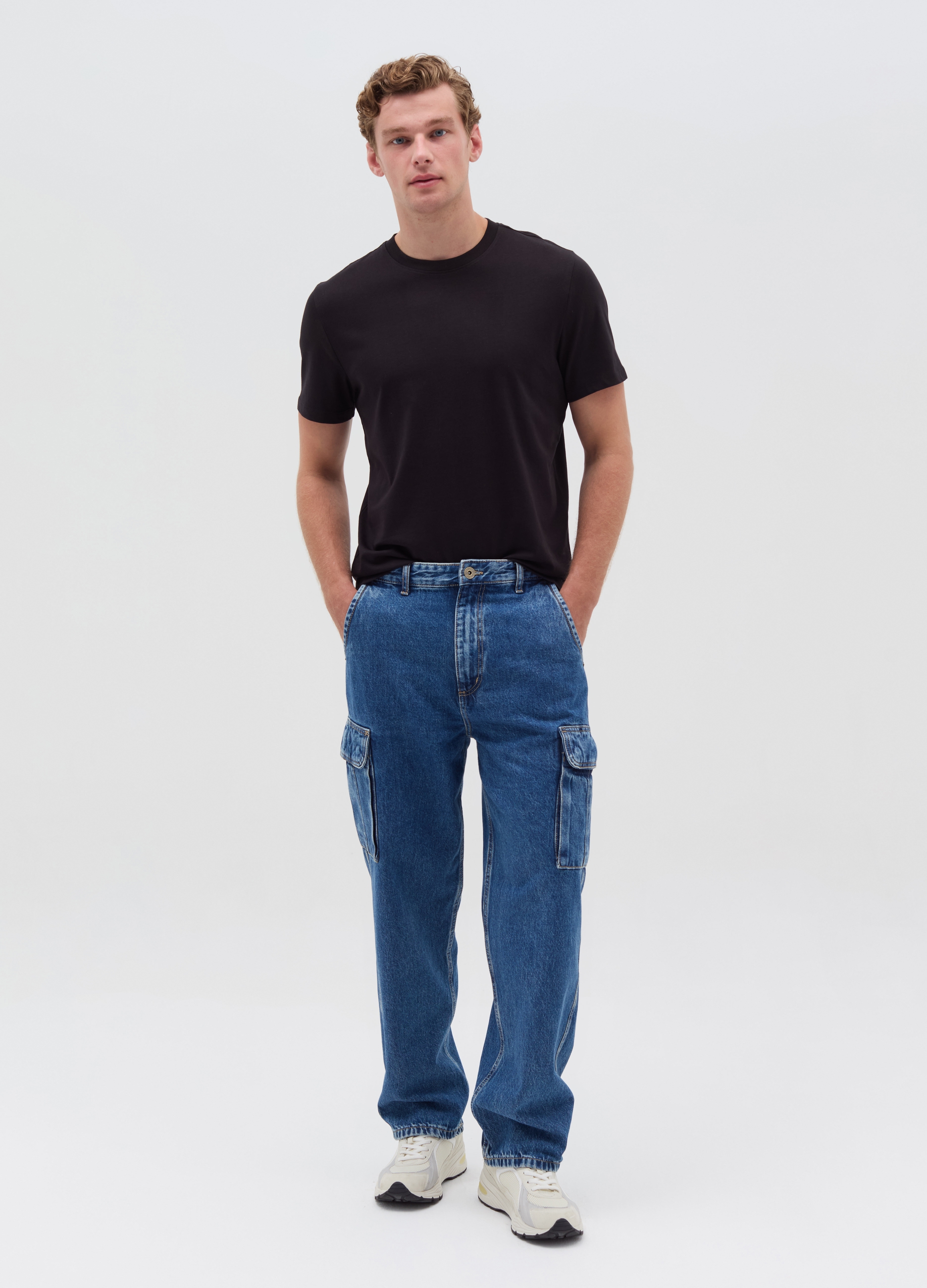 Vaqueros Cargo Lavado Ácido, Hombre, Lavado oscuro, Talla: 54