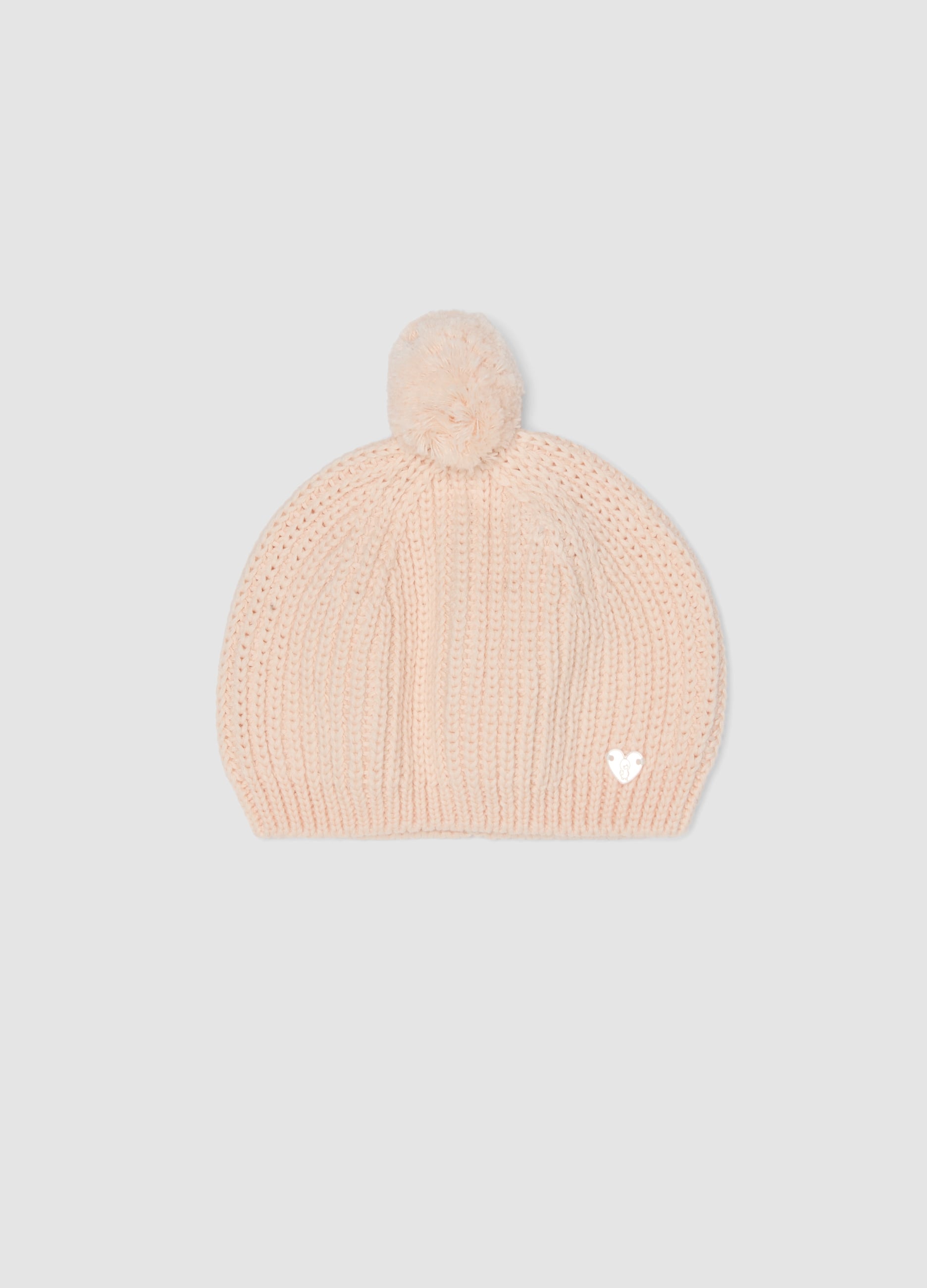 FAGOTTINO, Cappello Rosa Con Pompon In Puro Cotone Organico Lavorato A Maglia, Neonata, Rosa, Taglia: ONE SIZE