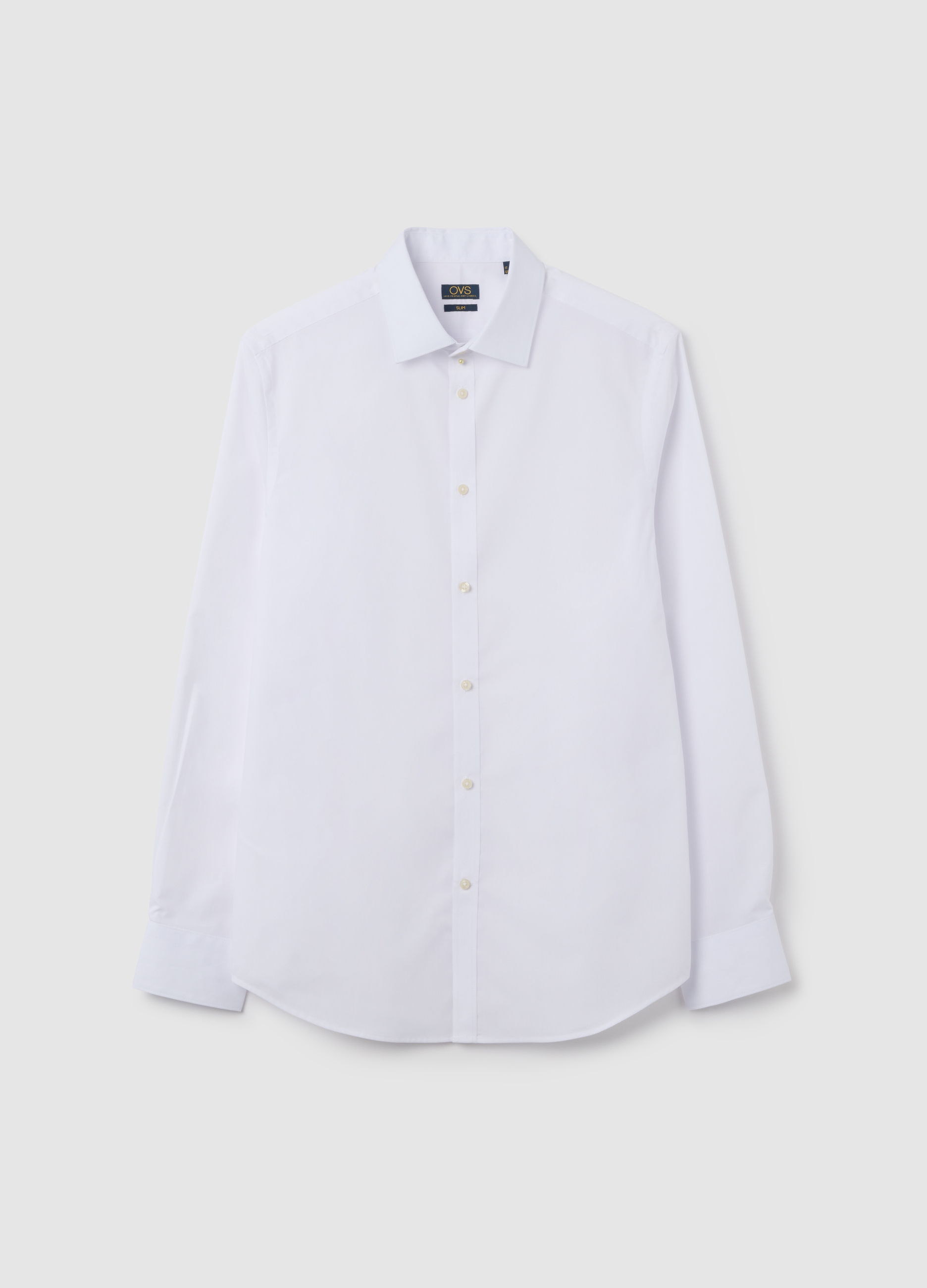 Camicia In Misto Cotone Bianca Slim Fit Easy Iron, Hombre, Blanco óptico, Talla: 40