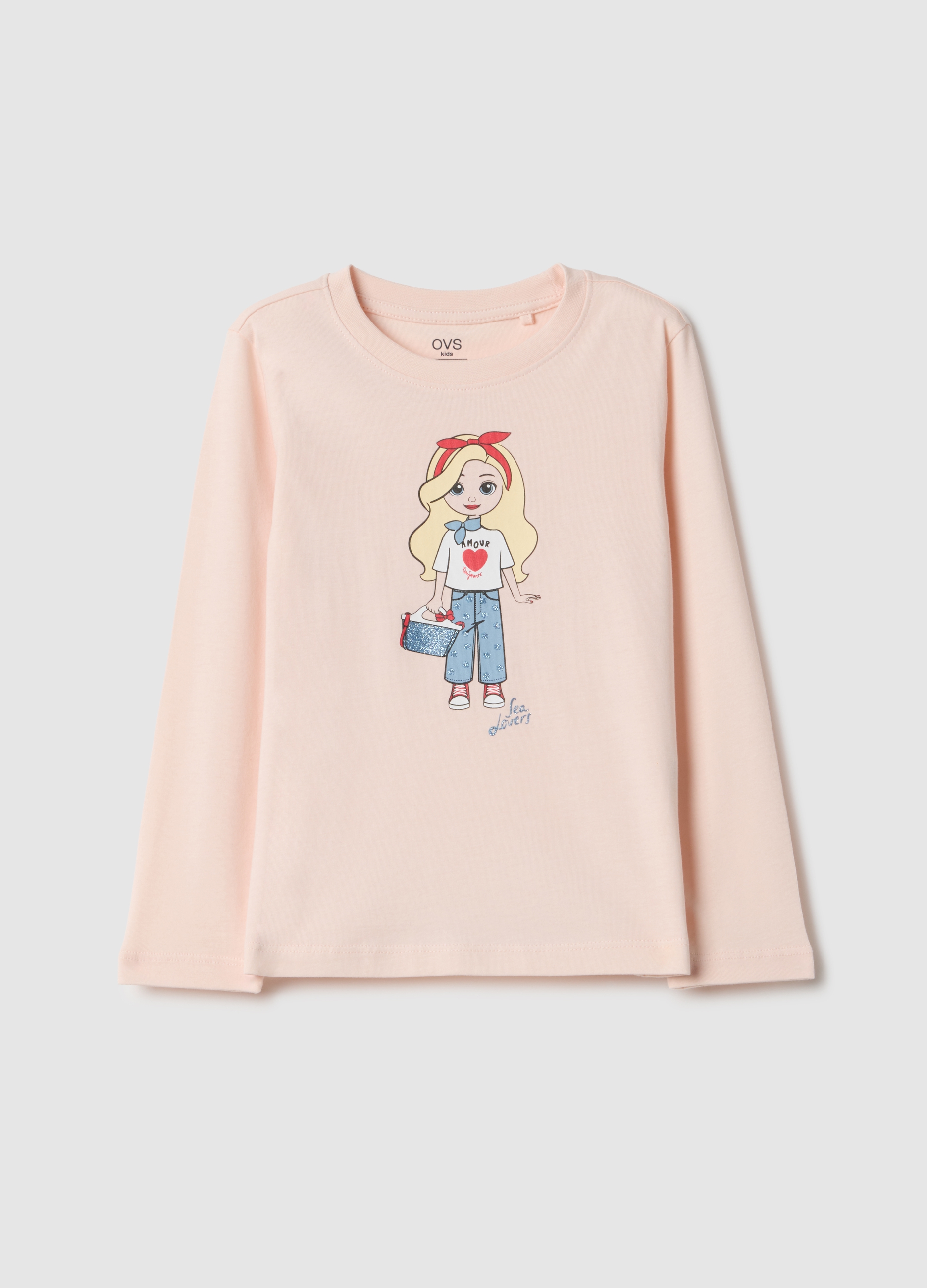 OVS KIDS, T-shirt In Puro Cotone Rosa Per Bambina Regular Fit Con Stampa, Rosa, Taglia: 4-5