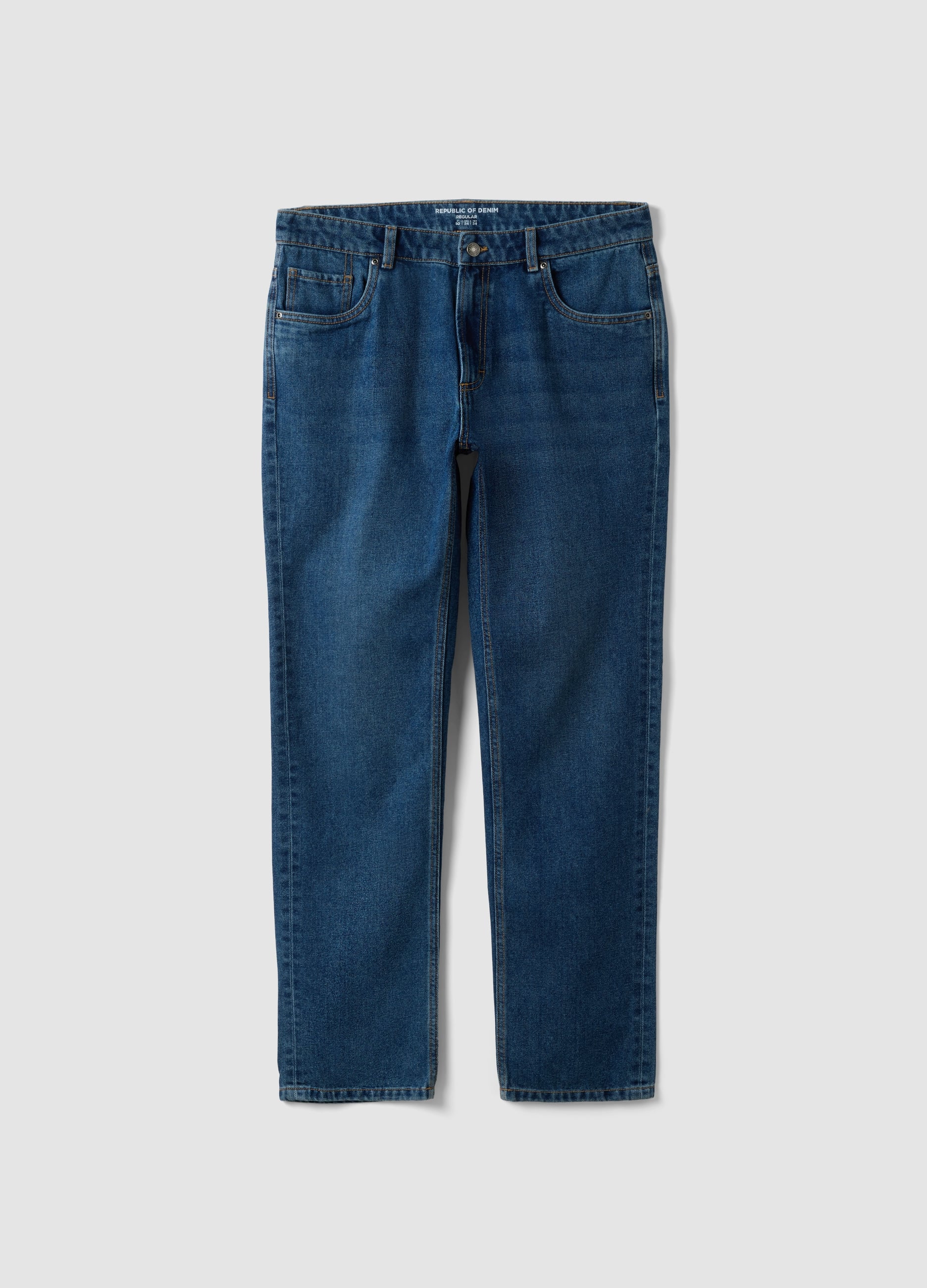 REPUBLIC OF DENIM, Jeans Denim Blu In Misto Cotone E Viscosa Regular Fit, Uomo, Blu, Taglia: 46