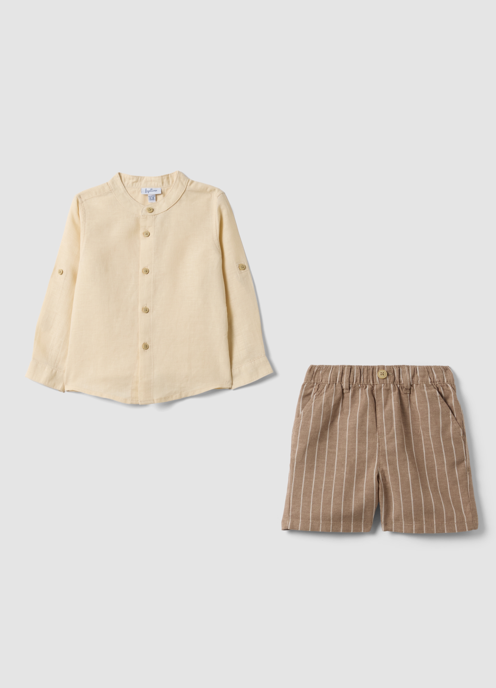FAGOTTINO, Conjunto Multicolor De Mezcla De Lino Y Algodón Para Niños, Niño, Beige/Marrón, Talla: 30-36