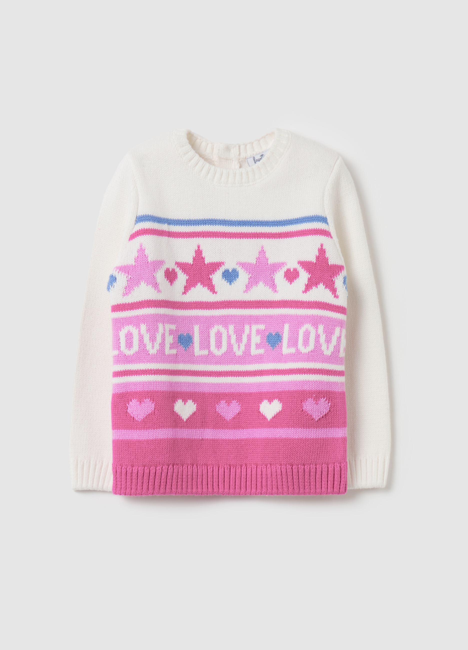 FAGOTTINO, Pullover In Maglia Con Disegni Jacquard, Bambina, Multicolor, Taglia: 9-12