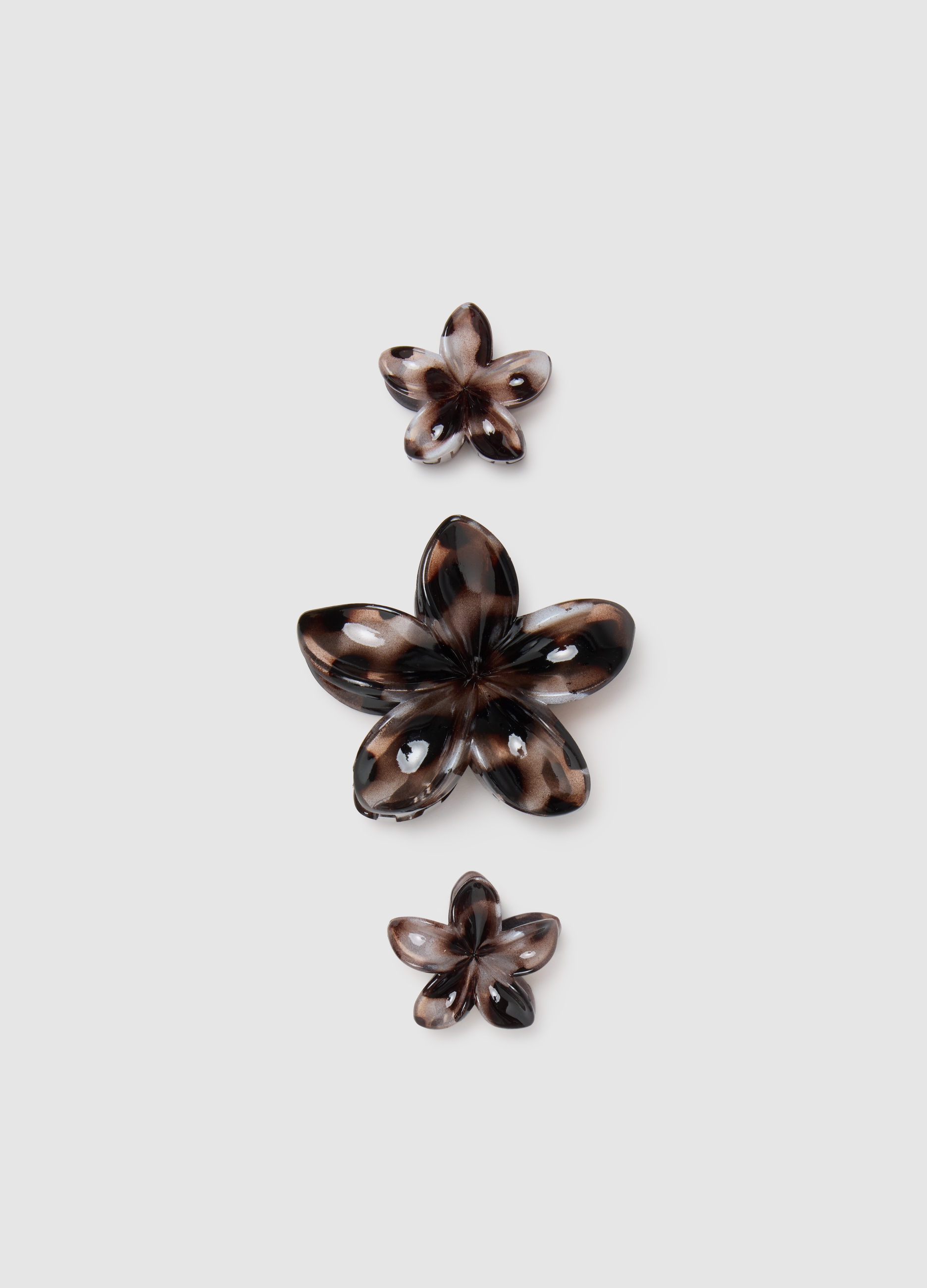 OVS, Fermagli Da Donna In Marrone Con Design A Fiore, Marrone, Taglia: ONE SIZE