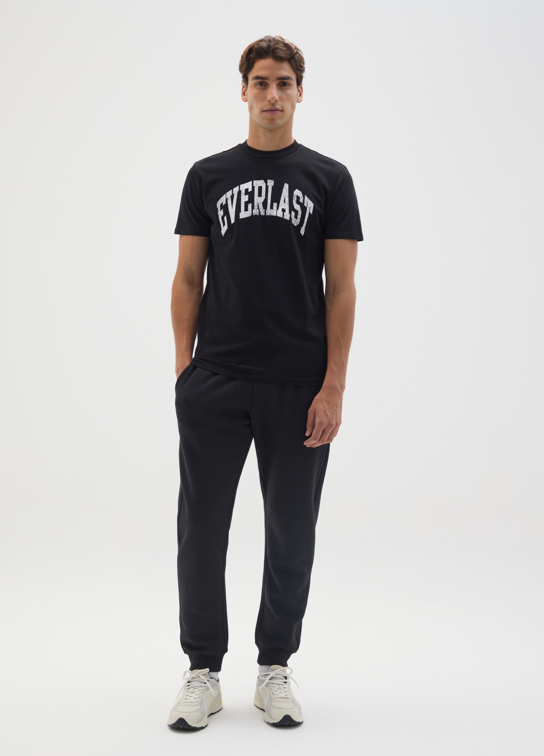 EVERLAST, T-shirt In Puro Cotone Nero, Uomo, Nero, Taglia: XL