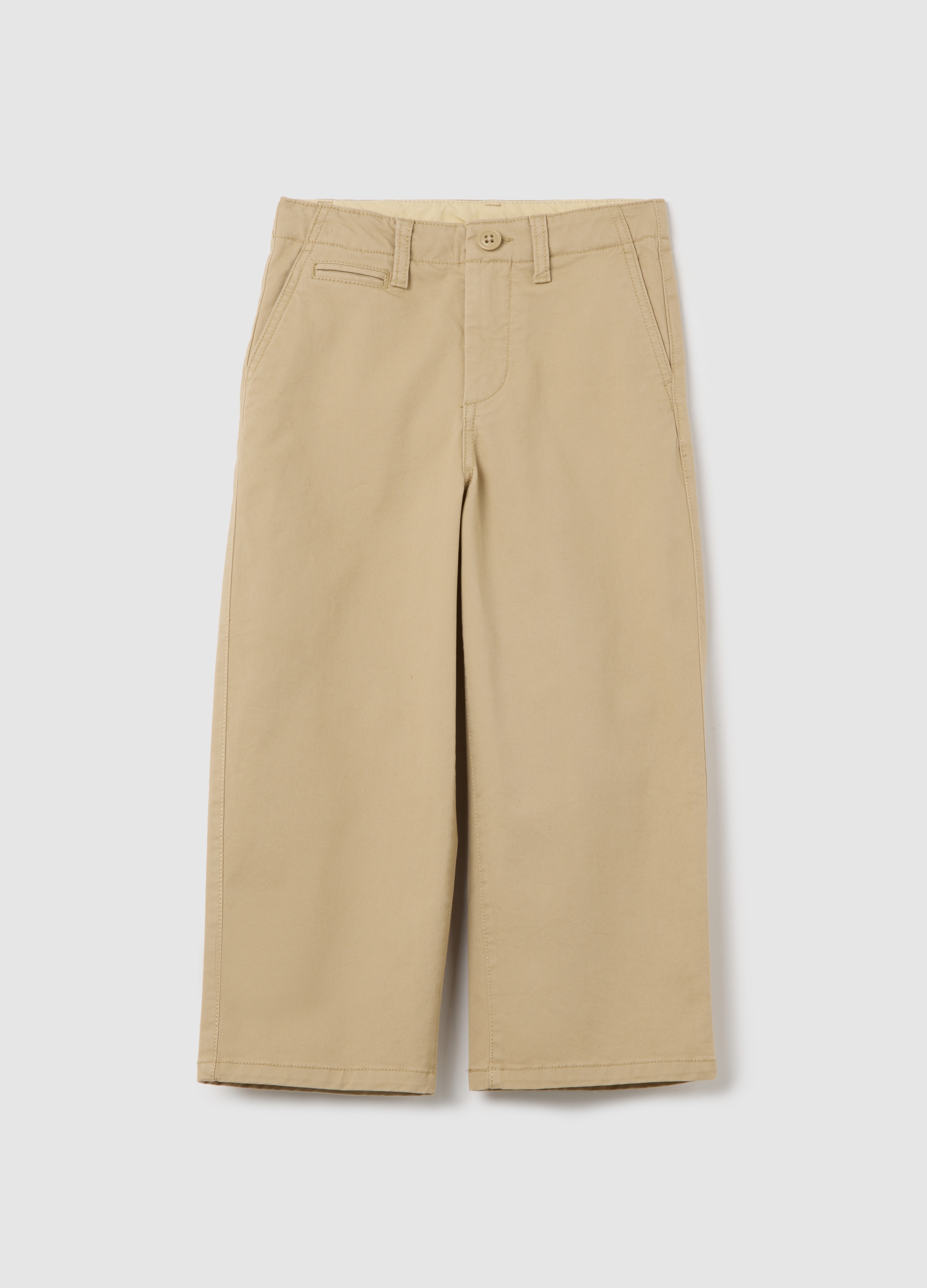 OVS, Pantaloni Chino Beige In Cotone Stretch, Bambino, Beige, Taglia: 6Y/114-122