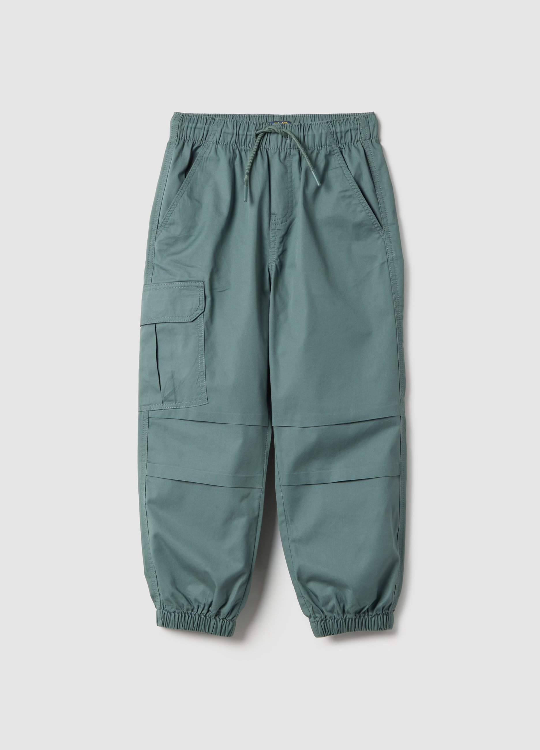 OVS KIDS, Pantalones Jogger Cargo De Algodón Puro Verde Para Niño Ajuste Relajado, Niño, Verde claro, Talla: 6-7