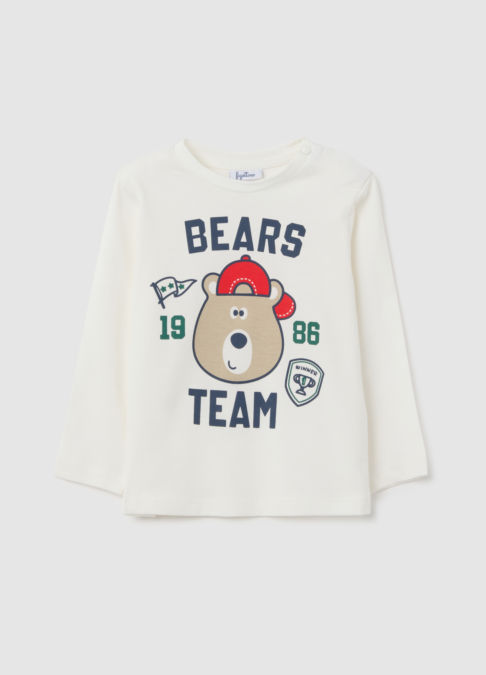 FAGOTTINO, T-shirt Da Bambino In Puro Cotone Bianca Regular Fit, Bianco, Taglia: 24-30