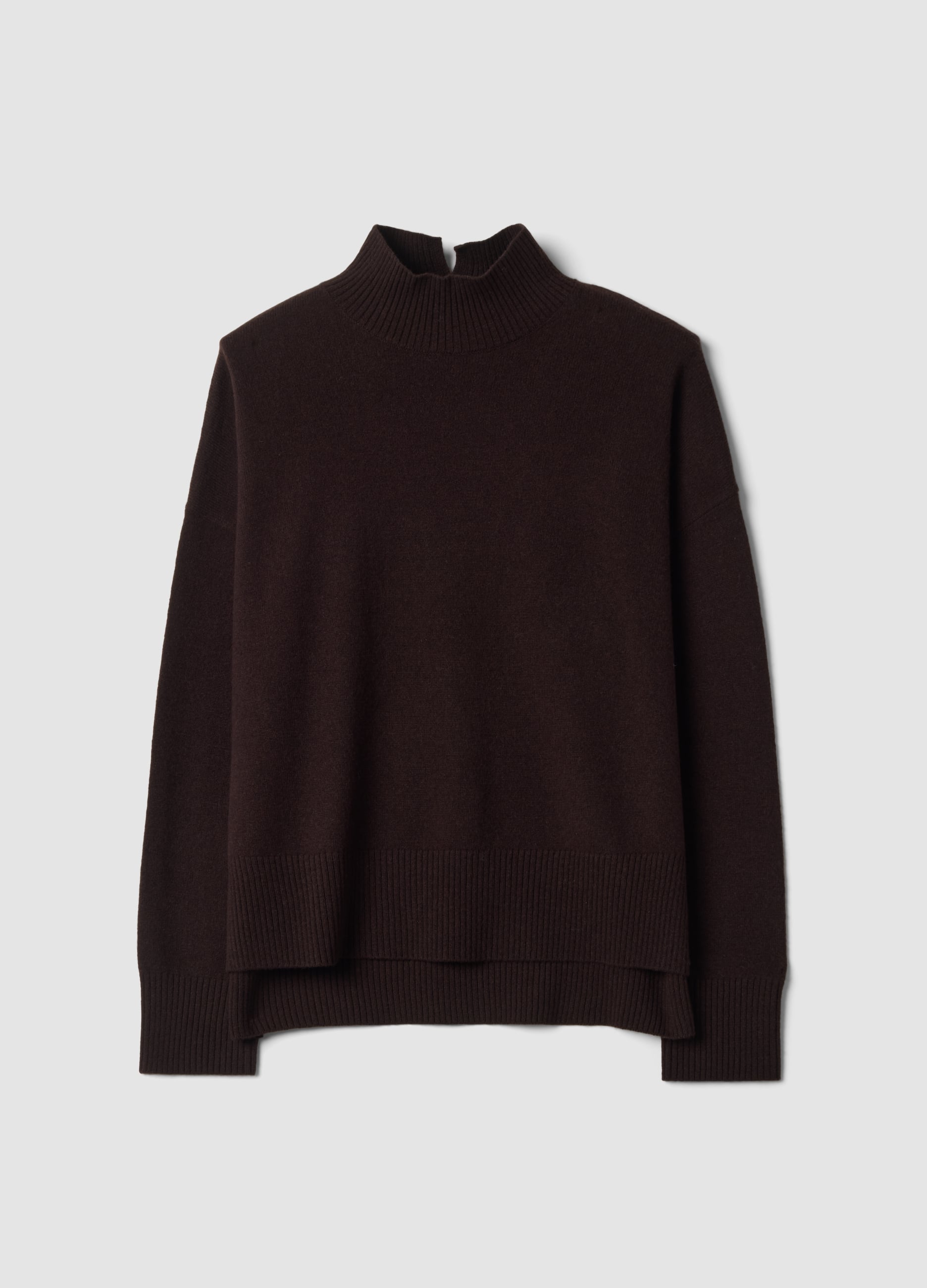 Piombo Contemporary, Maglia Marrone In Pura Lana Con Collo Rialzato Over Fit, Donna, Marrone, Taglia: S