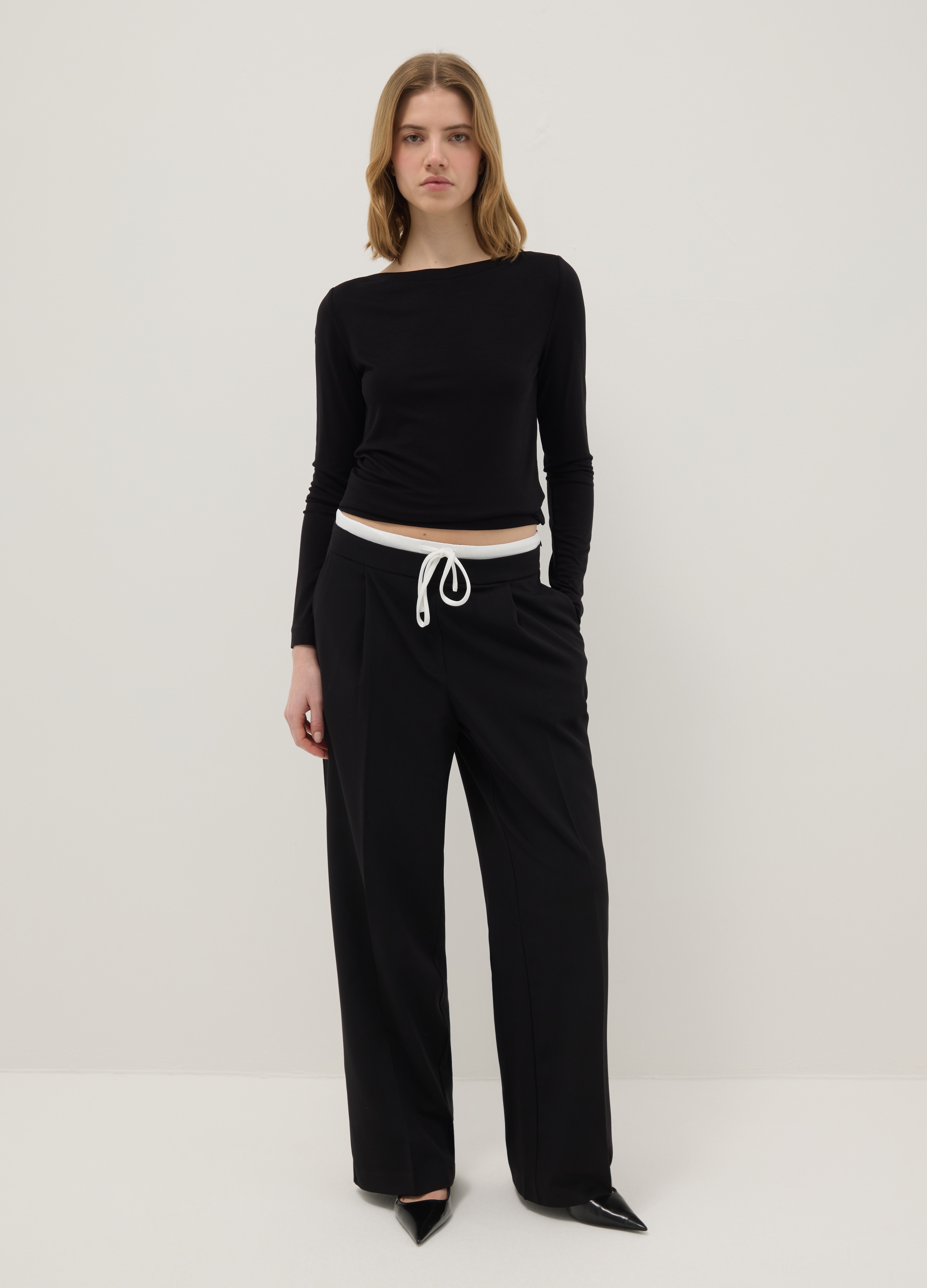 Pantalones Jogger Negros Ajuste Regular Con Cintura Elástica, Mujer, Gunmetal, Talla: 36